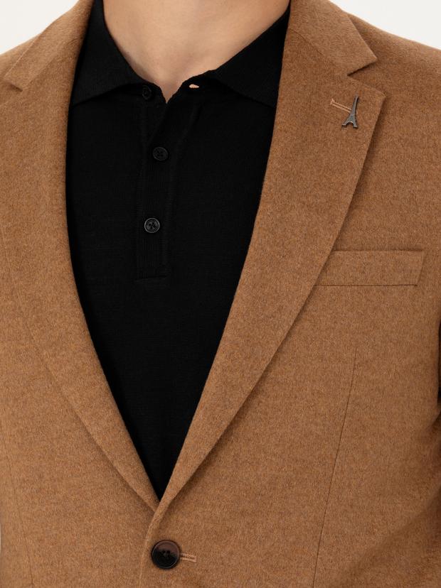 Camel Slim Fit Kaşmir Klasik Ceket
