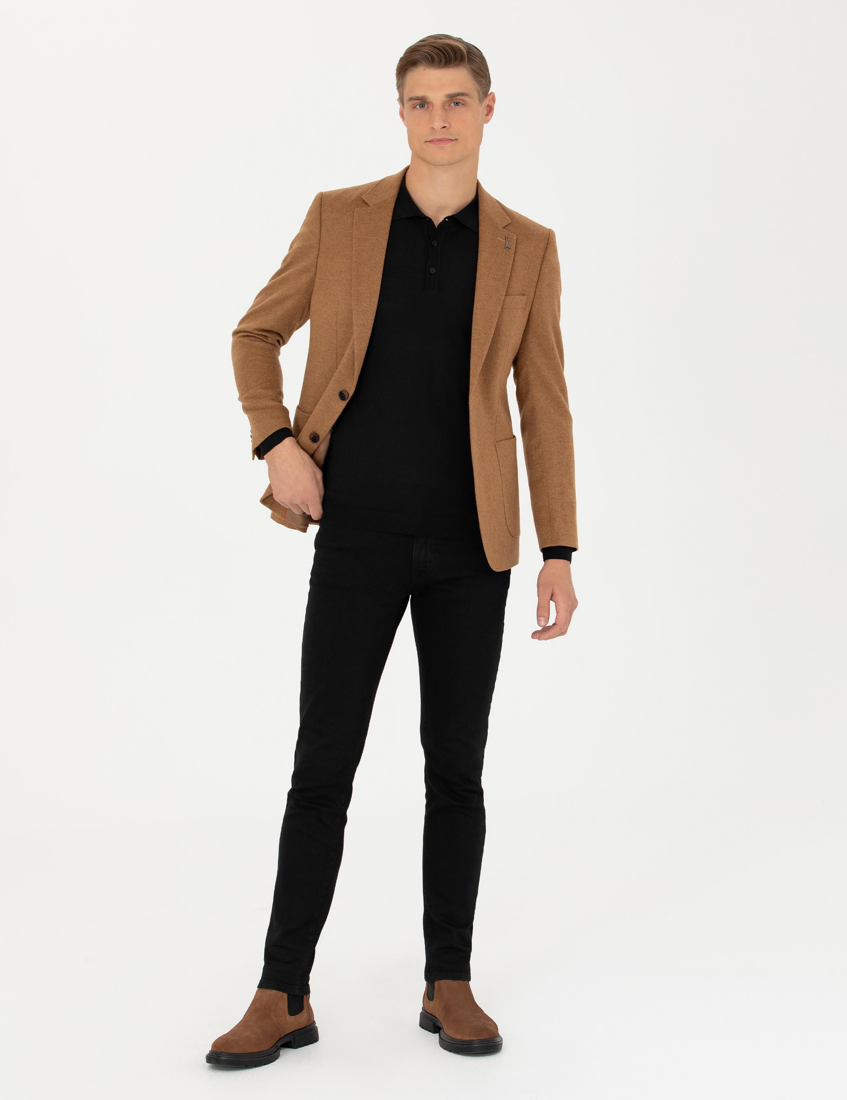 Camel Slim Fit Kaşmir Klasik Ceket - 50279527023