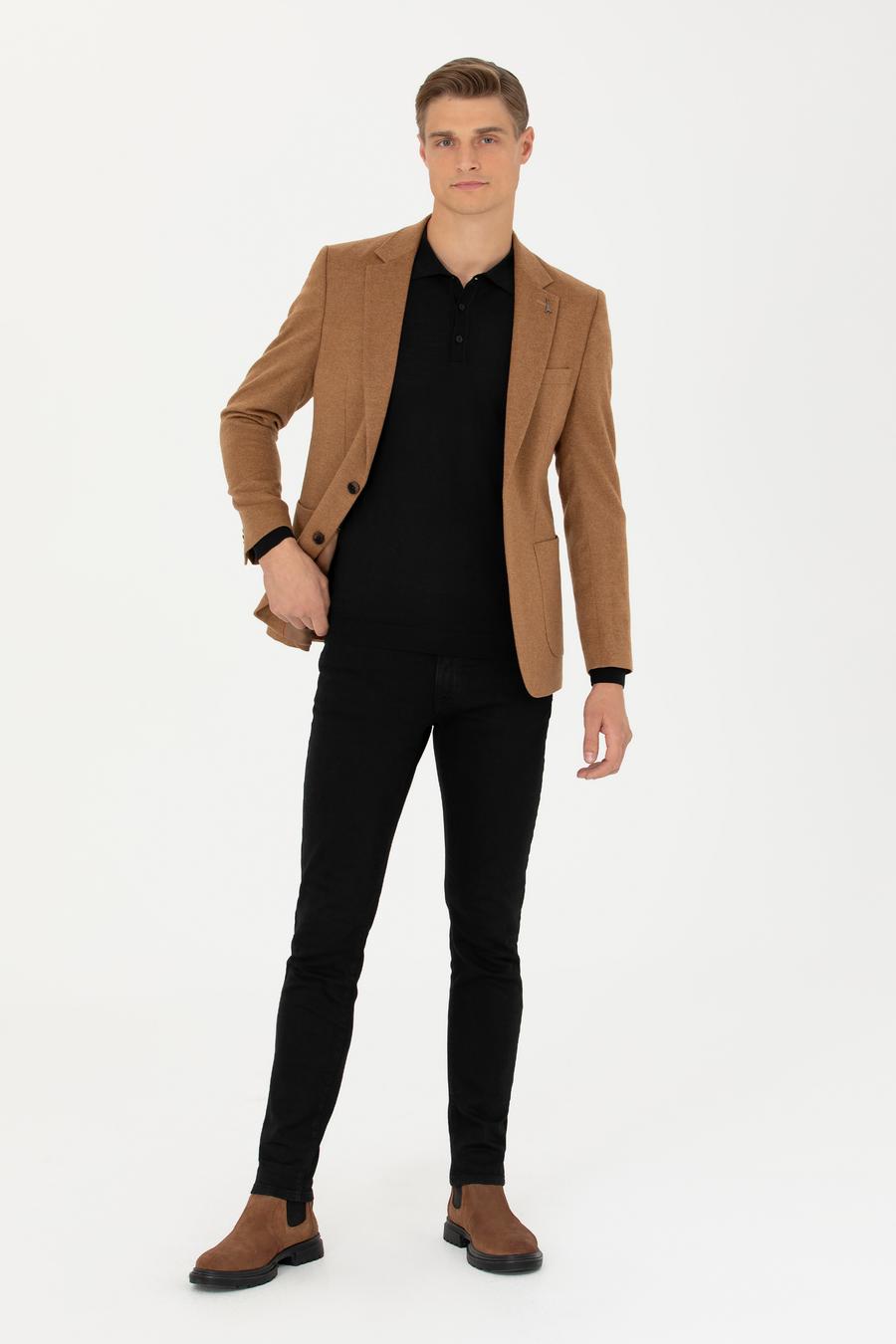 Camel Slim Fit Kaşmir Klasik Ceket - 50279527023