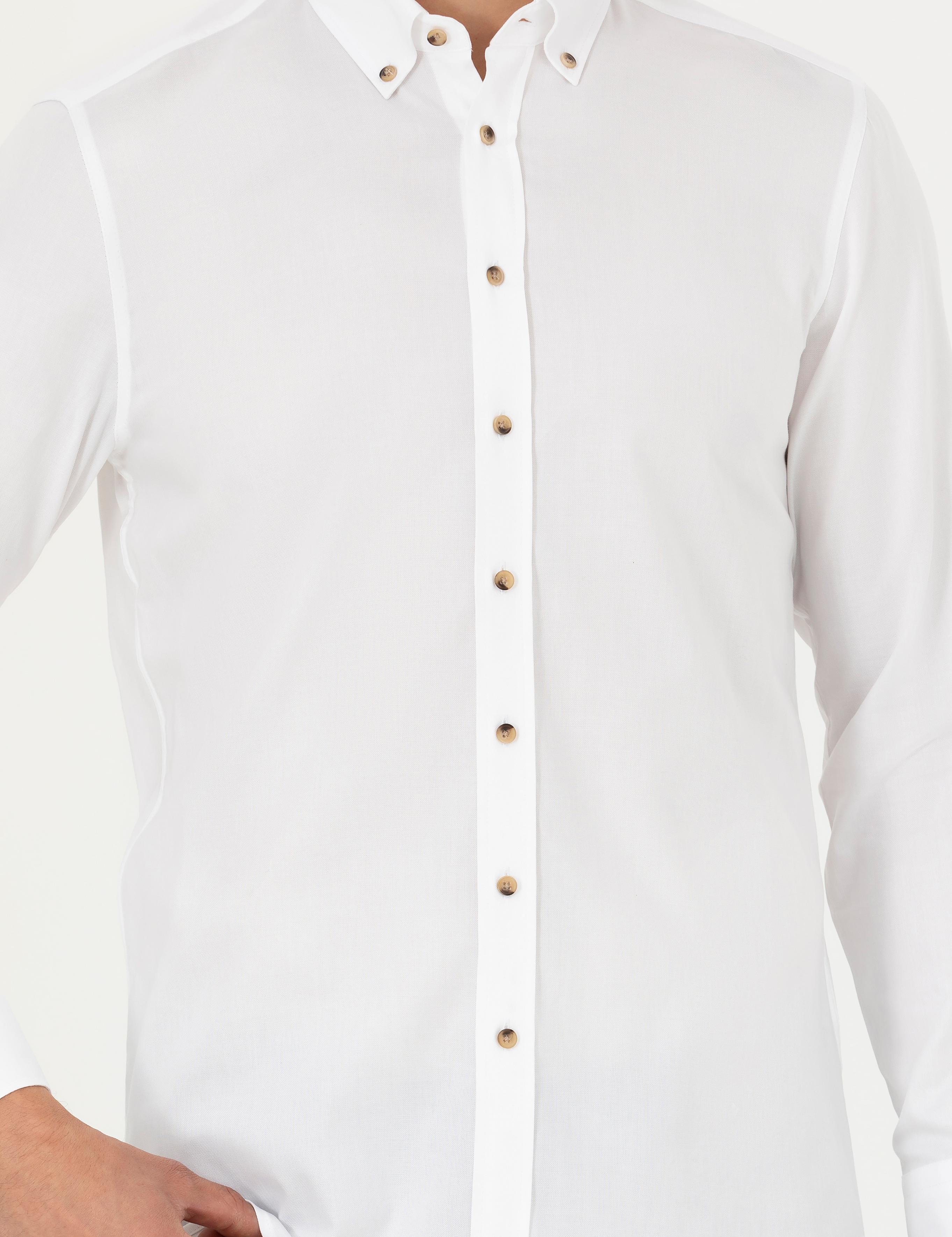 Beyaz Slim Fit %100 Pamuk Oxford Gömlek - 50270162092