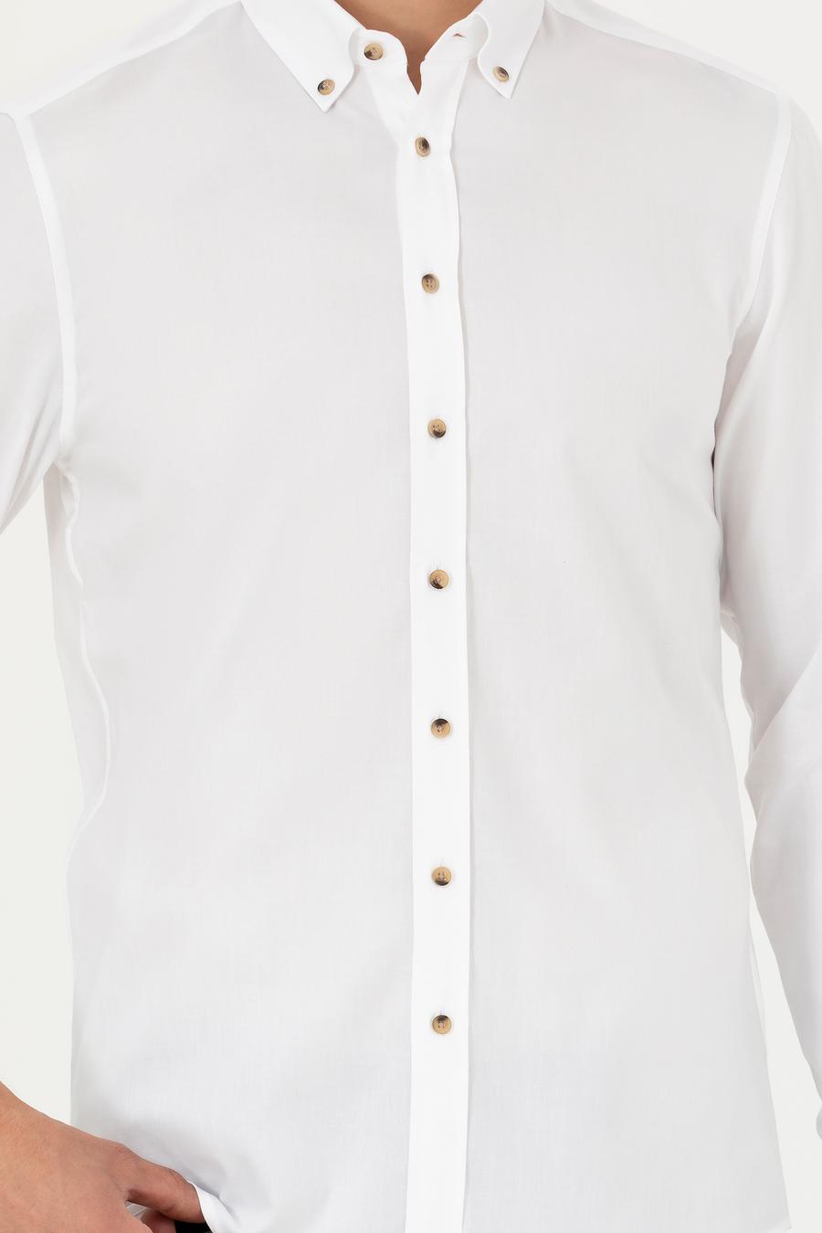 Beyaz Slim Fit %100 Pamuk Oxford Gömlek - 50270162092