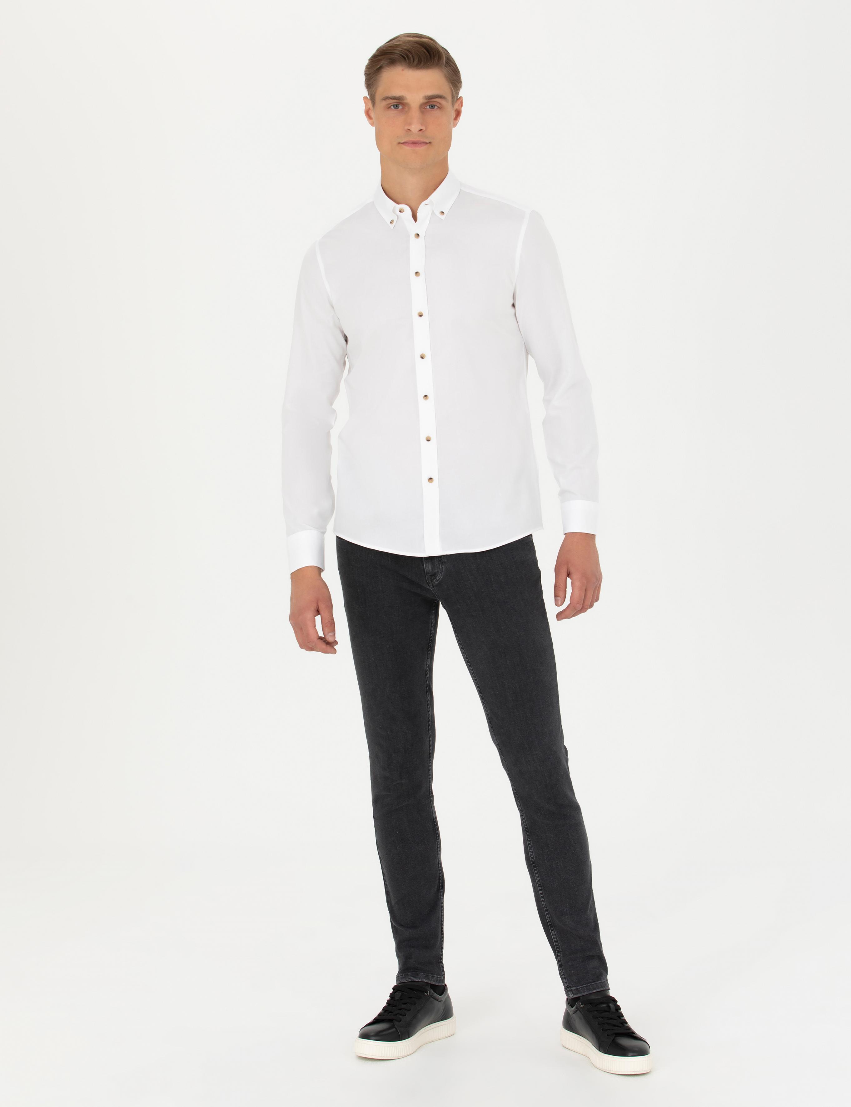 Beyaz Slim Fit %100 Pamuk Oxford Gömlek - 50270162092
