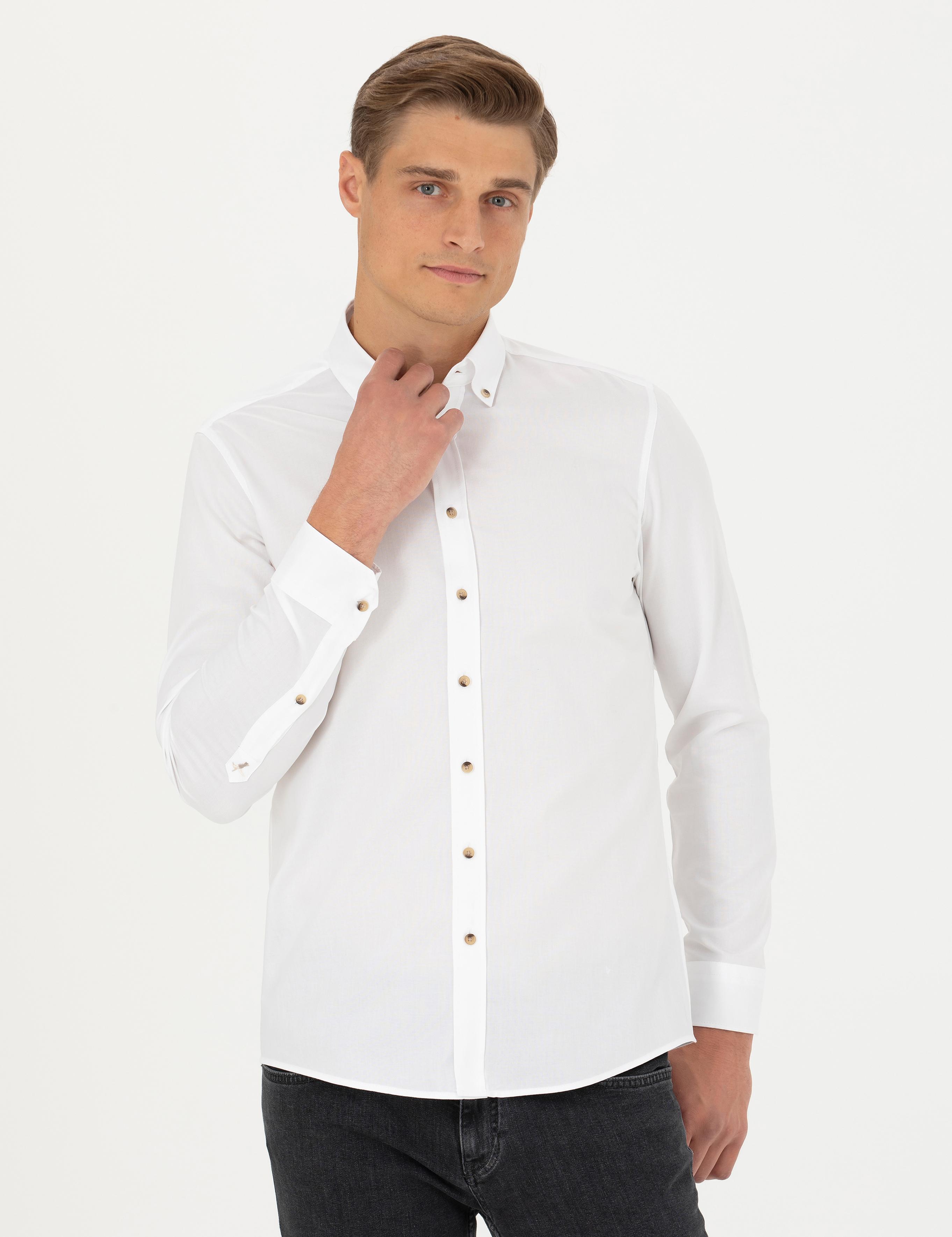 Beyaz Slim Fit %100 Pamuk Oxford Gömlek - 50270162092