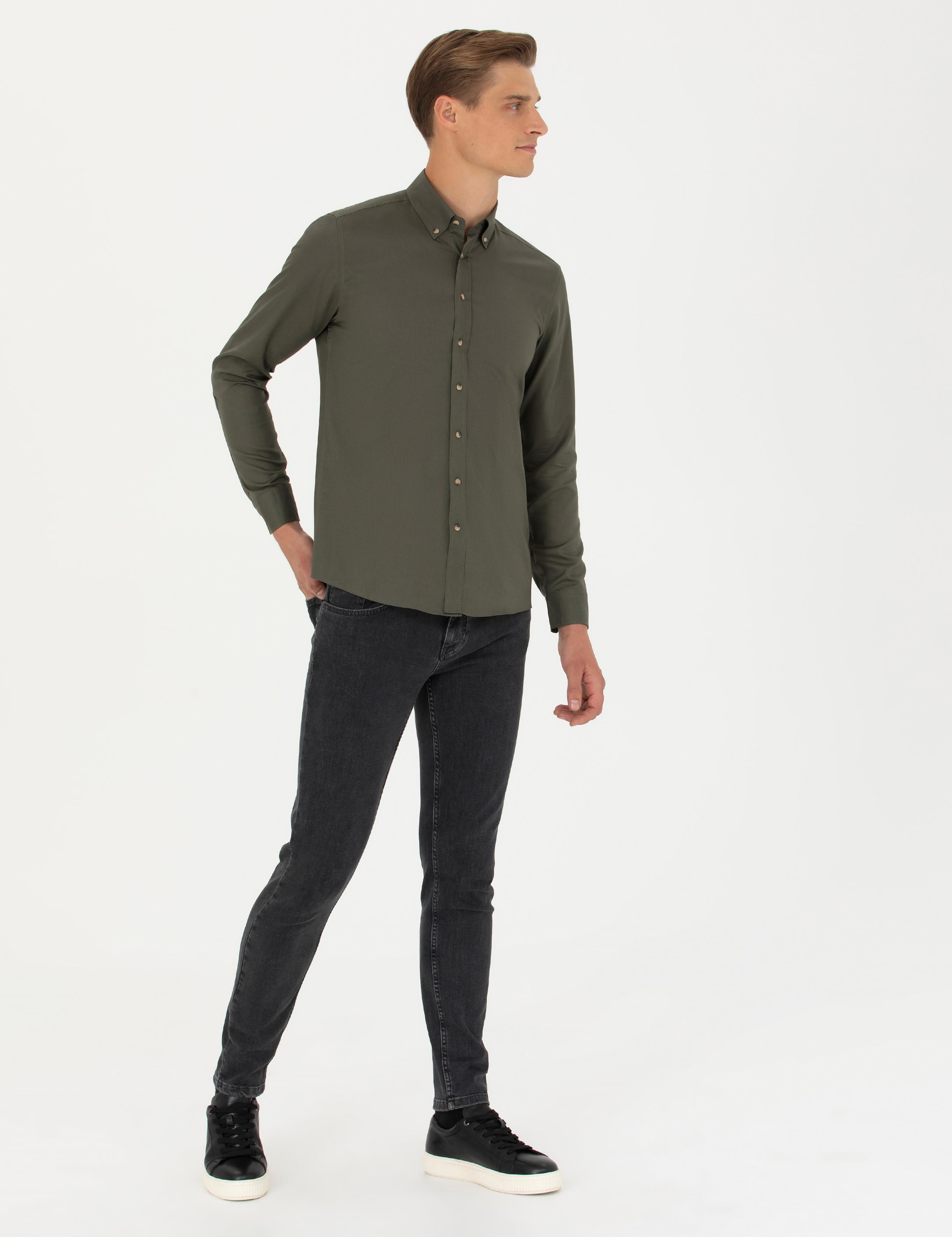 Haki Slim Fit %100 Pamuk Oxford Gömlek - 50270162099