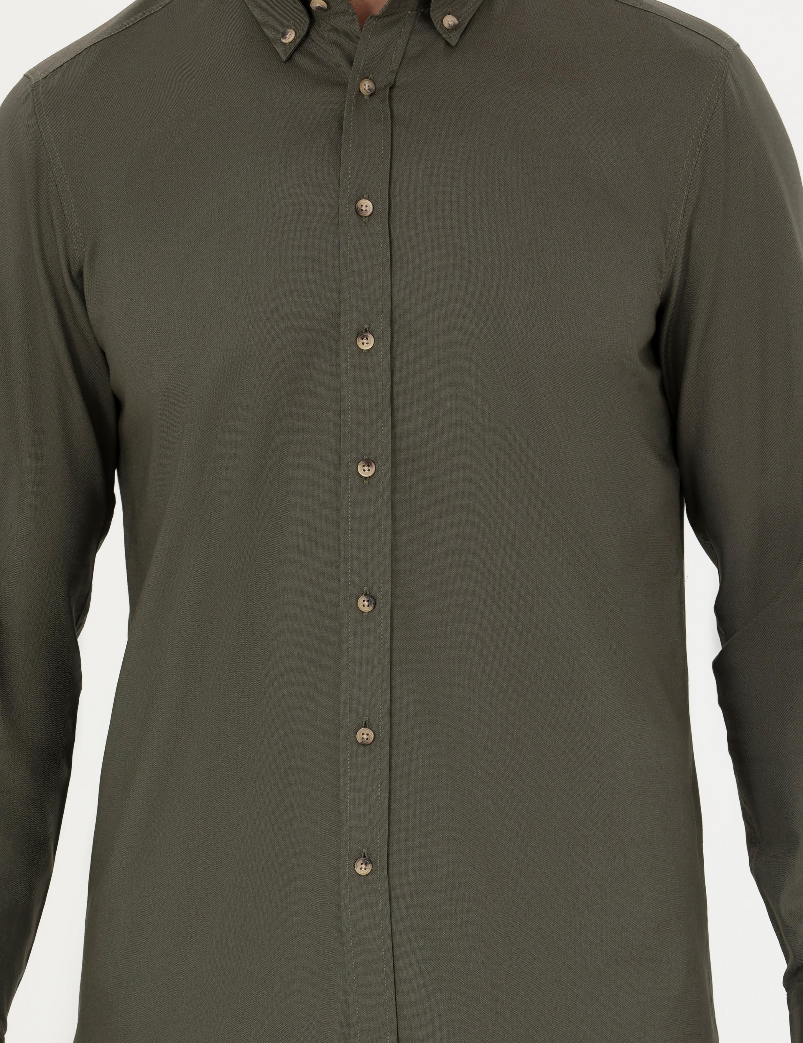 Haki Slim Fit %100 Pamuk Oxford Gömlek - 50270162099