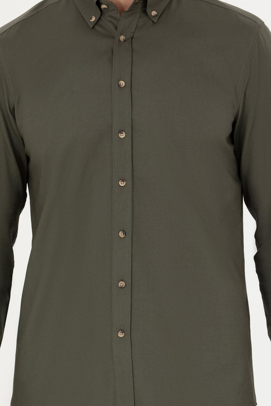 Haki Slim Fit %100 Pamuk Oxford Gömlek - 50270162099