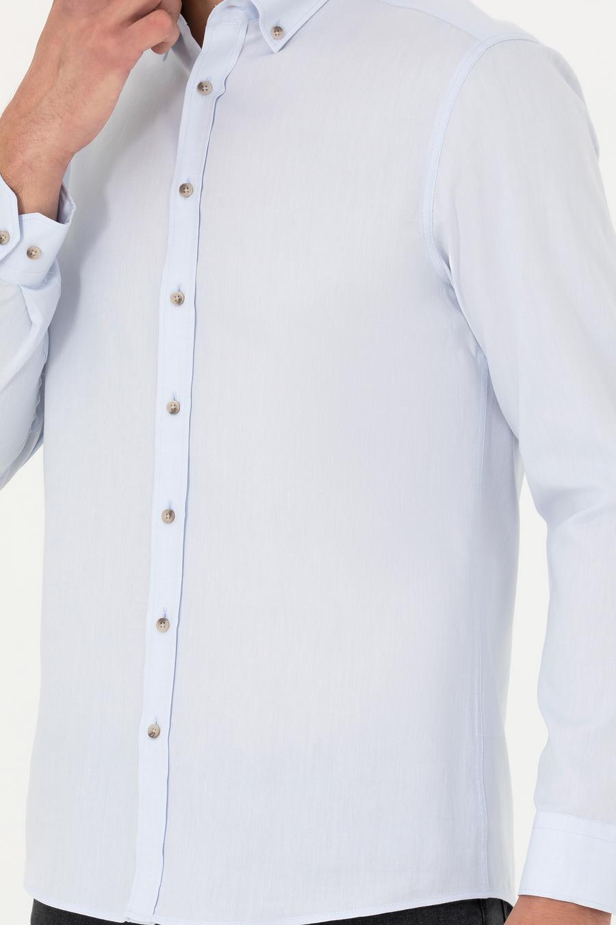 Açık Mavi Slim Fit %100 Pamuk Oxford Gömlek - 50270162111