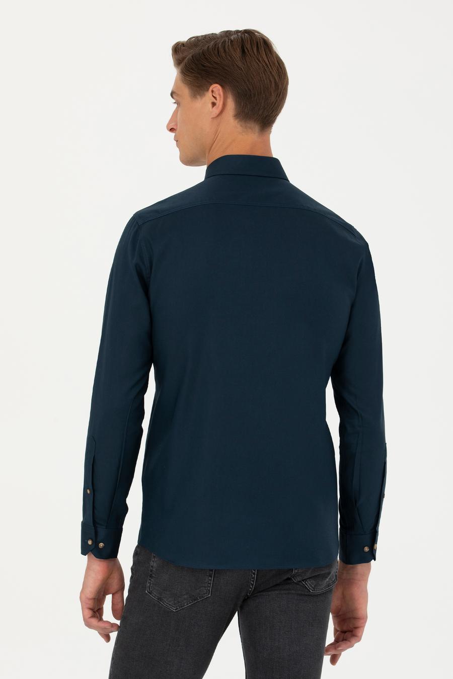 Lacivert Slim Fit %100 Pamuk Oxford Gömlek - 50270162122