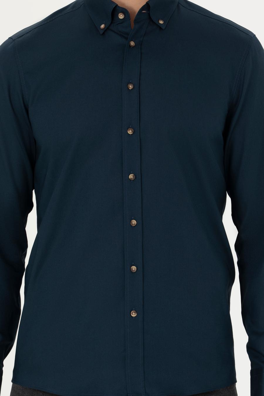 Lacivert Slim Fit %100 Pamuk Oxford Gömlek - 50270162122