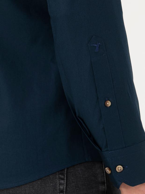 Lacivert Slim Fit %100 Pamuk Oxford Gömlek