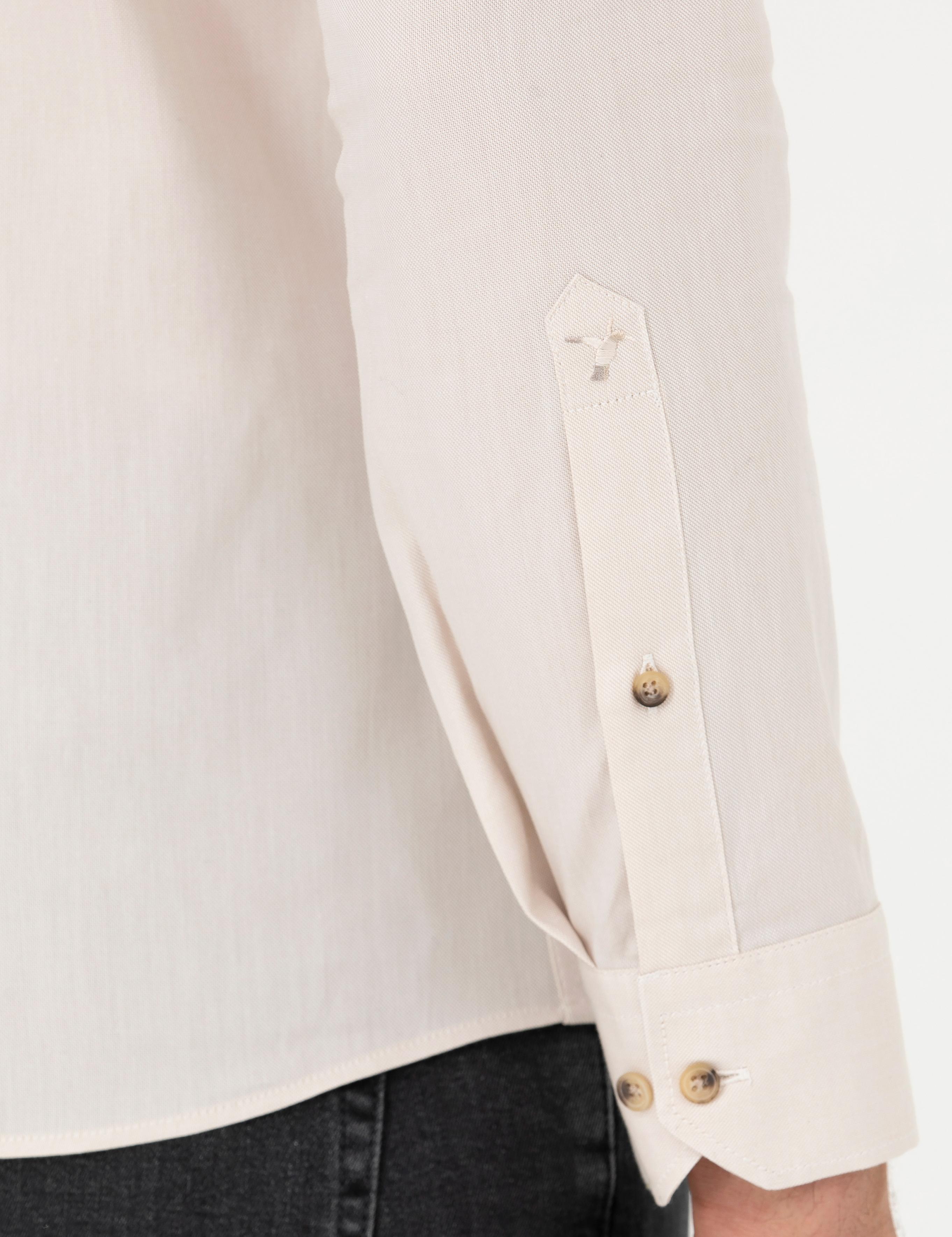Bej Slim Fit %100 Pamuk Oxford Gömlek - 50270162145