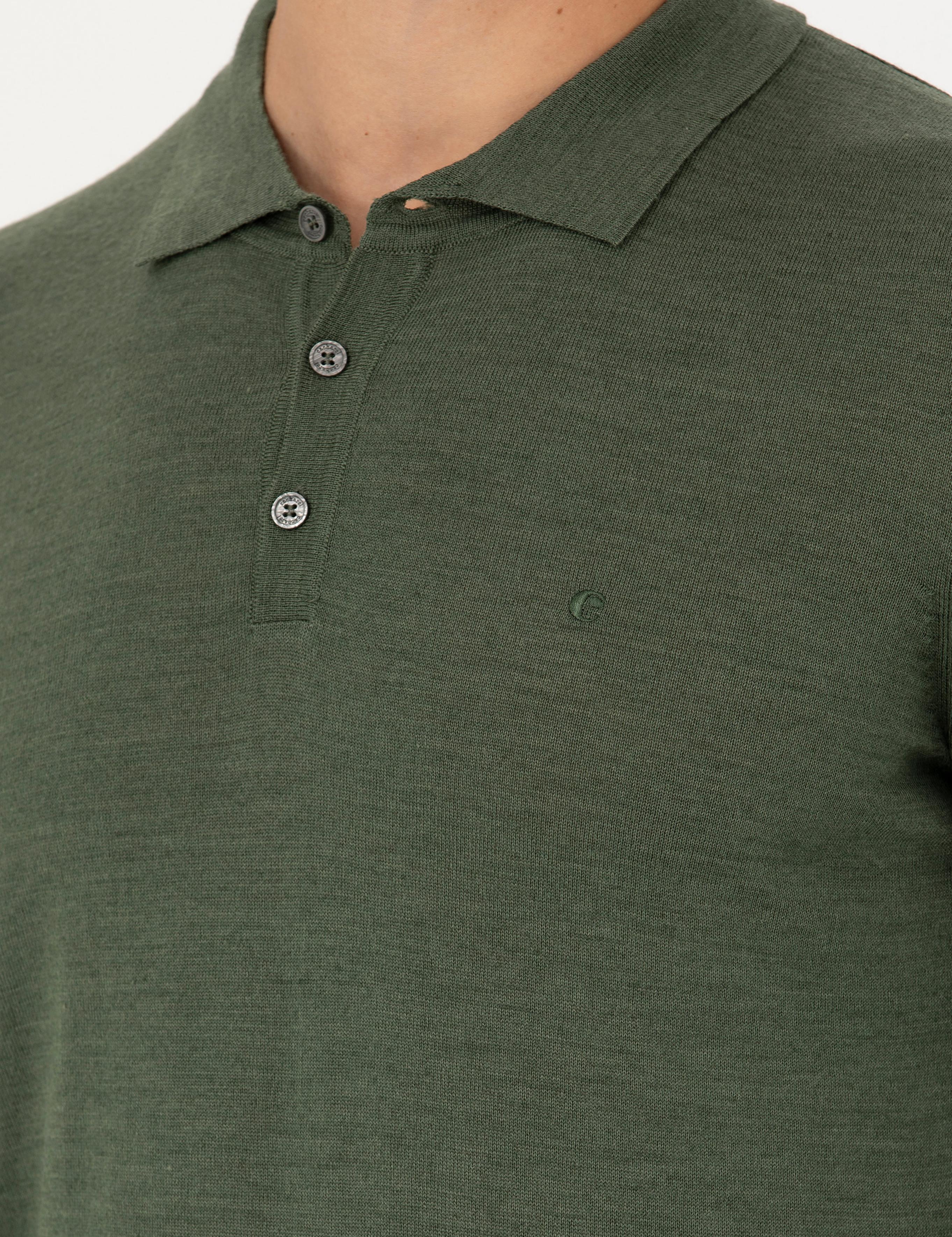 Haki Slim Fit Polo Yaka Basic Triko Kazak - 50270169021