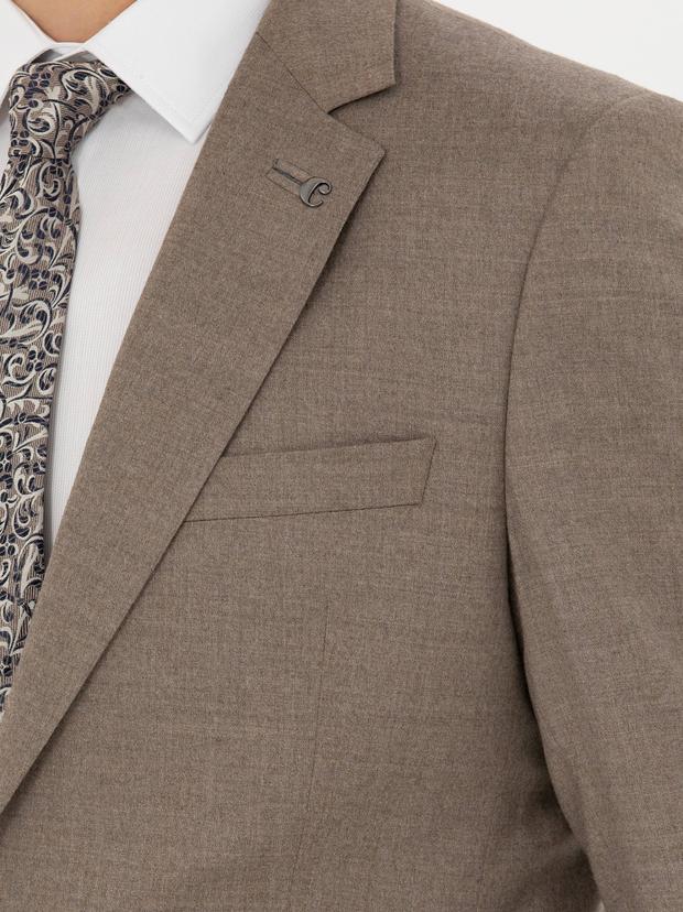 Camel Slim Fit Yün Karışımlı Klasik Ceket
