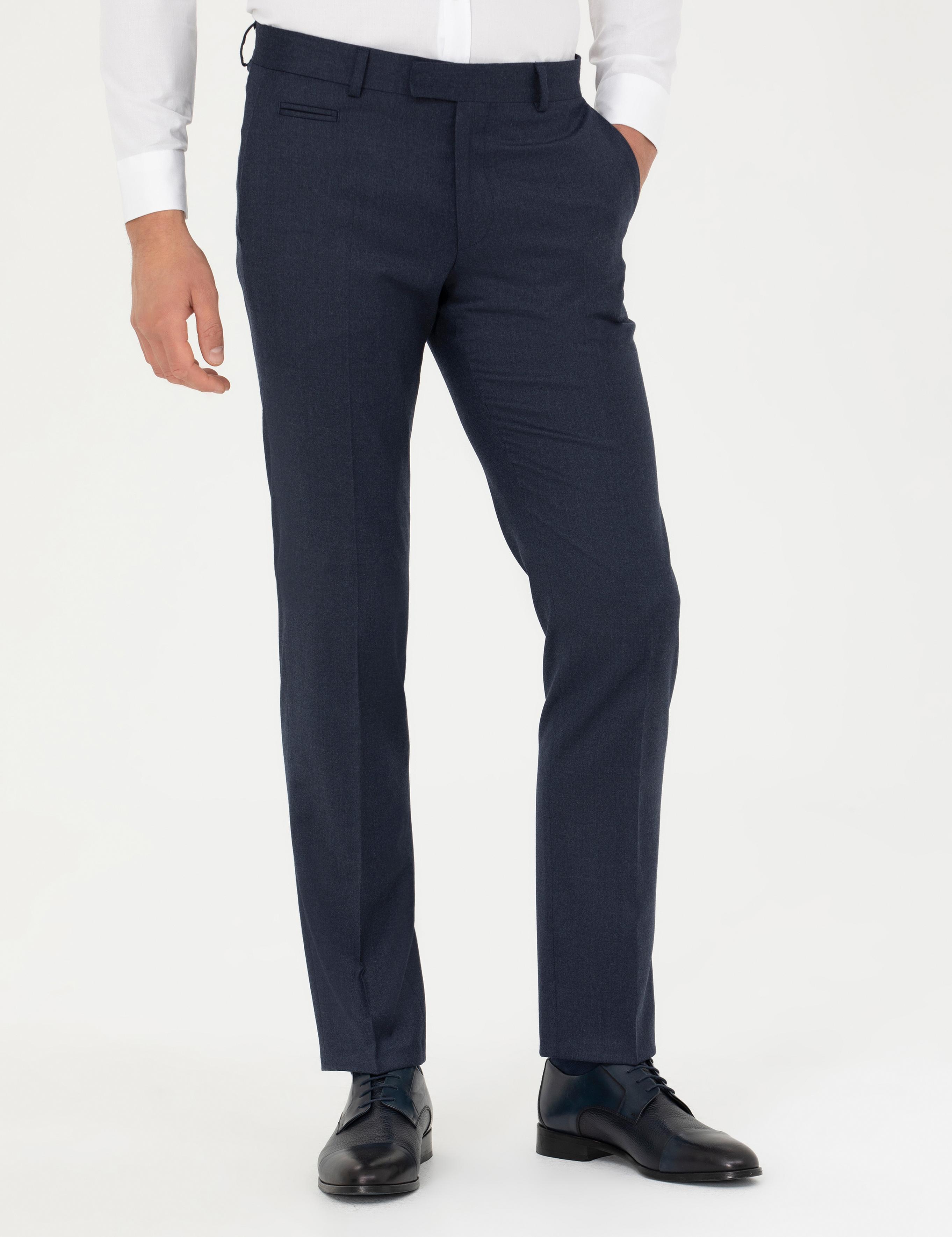 Lacivert Slim Fit Yün Karışımlı Kumaş Pantolon - 50270151030