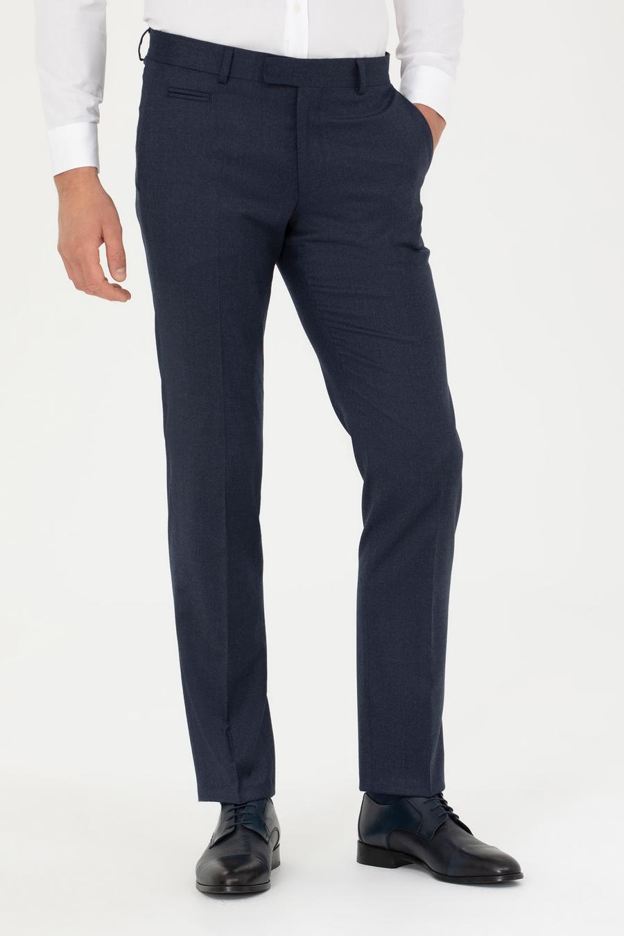 Lacivert Slim Fit Yün Karışımlı Kumaş Pantolon - 50270151030