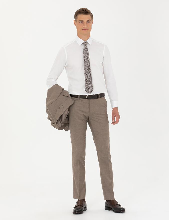 Camel Slim Fit Yün Karışımlı Kumaş Pantolon