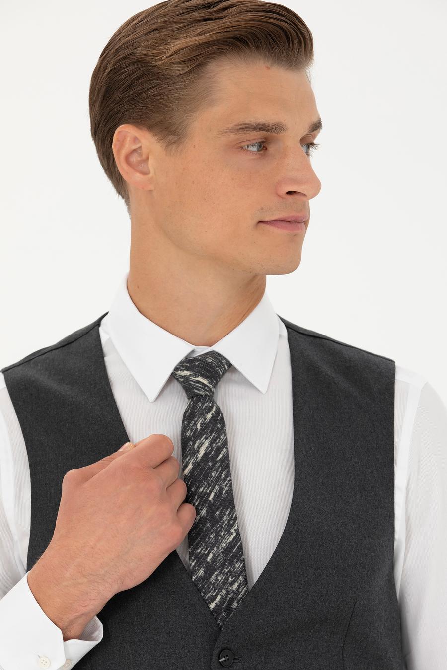 Antrasit Slim Fit Yün Karışımlı Klasik Yelek - 50270155008