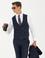 Lacivert Slim Fit Yün Karışımlı Çizgili Klasik Yelek