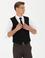 Siyah Slim Fit Yün Karışımlı Çizgili Klasik Yelek