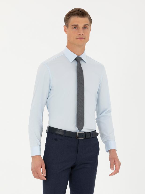 Açık Mavi Slim Fit Uzun Kollu Gömlek