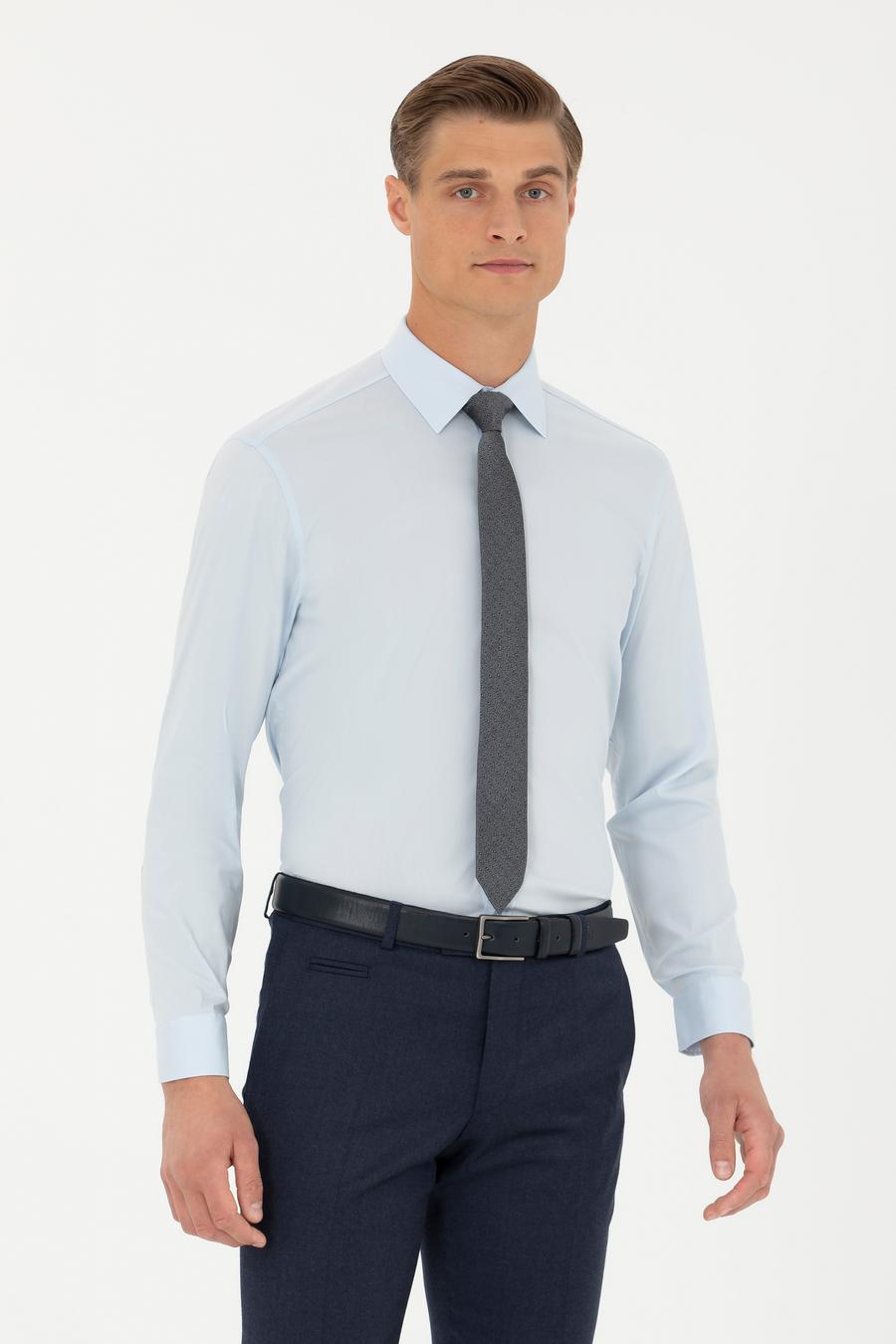Açık Mavi Slim Fit Uzun Kollu Gömlek - 50282995046