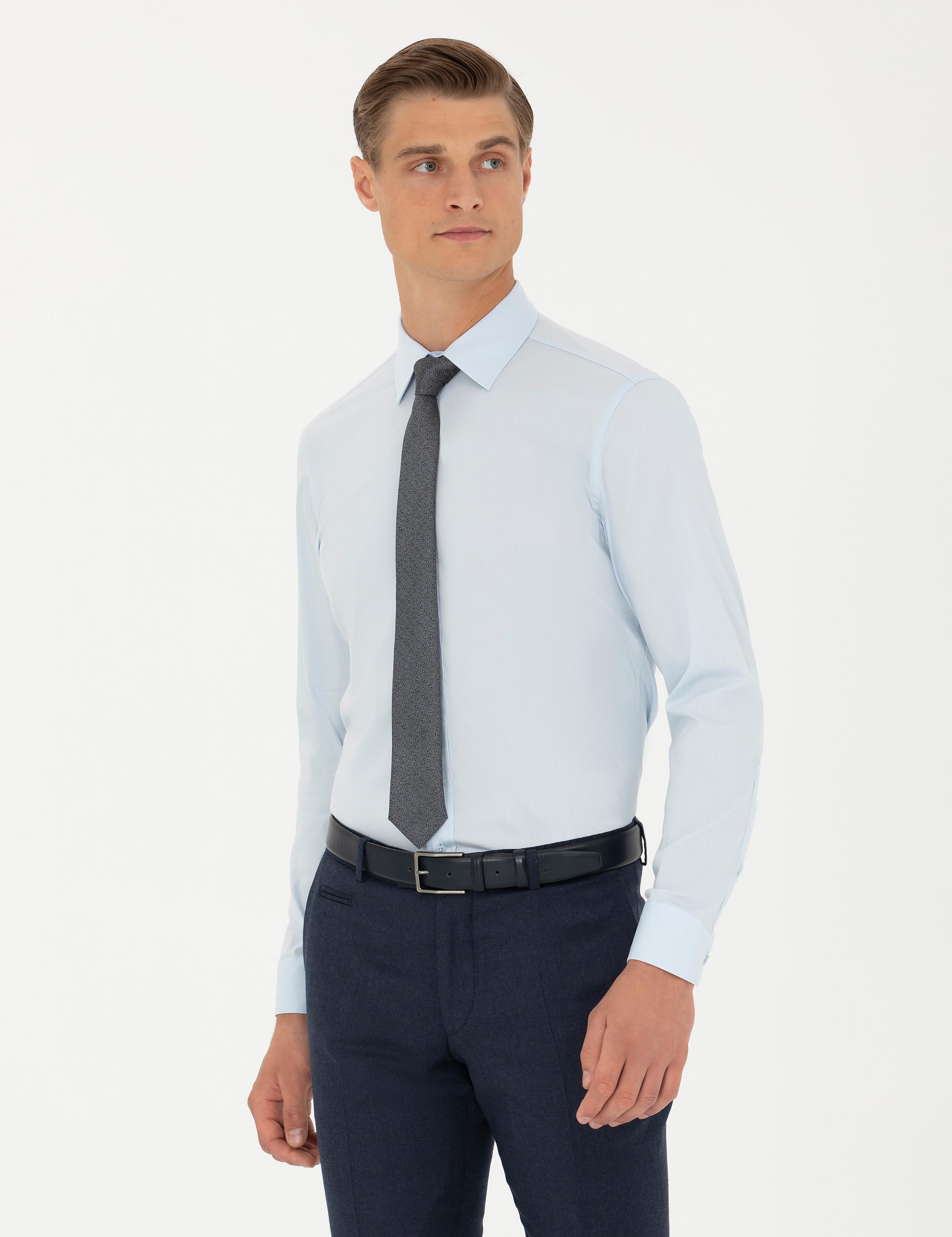 Açık Mavi Slim Fit Uzun Kollu Gömlek - 50282995046