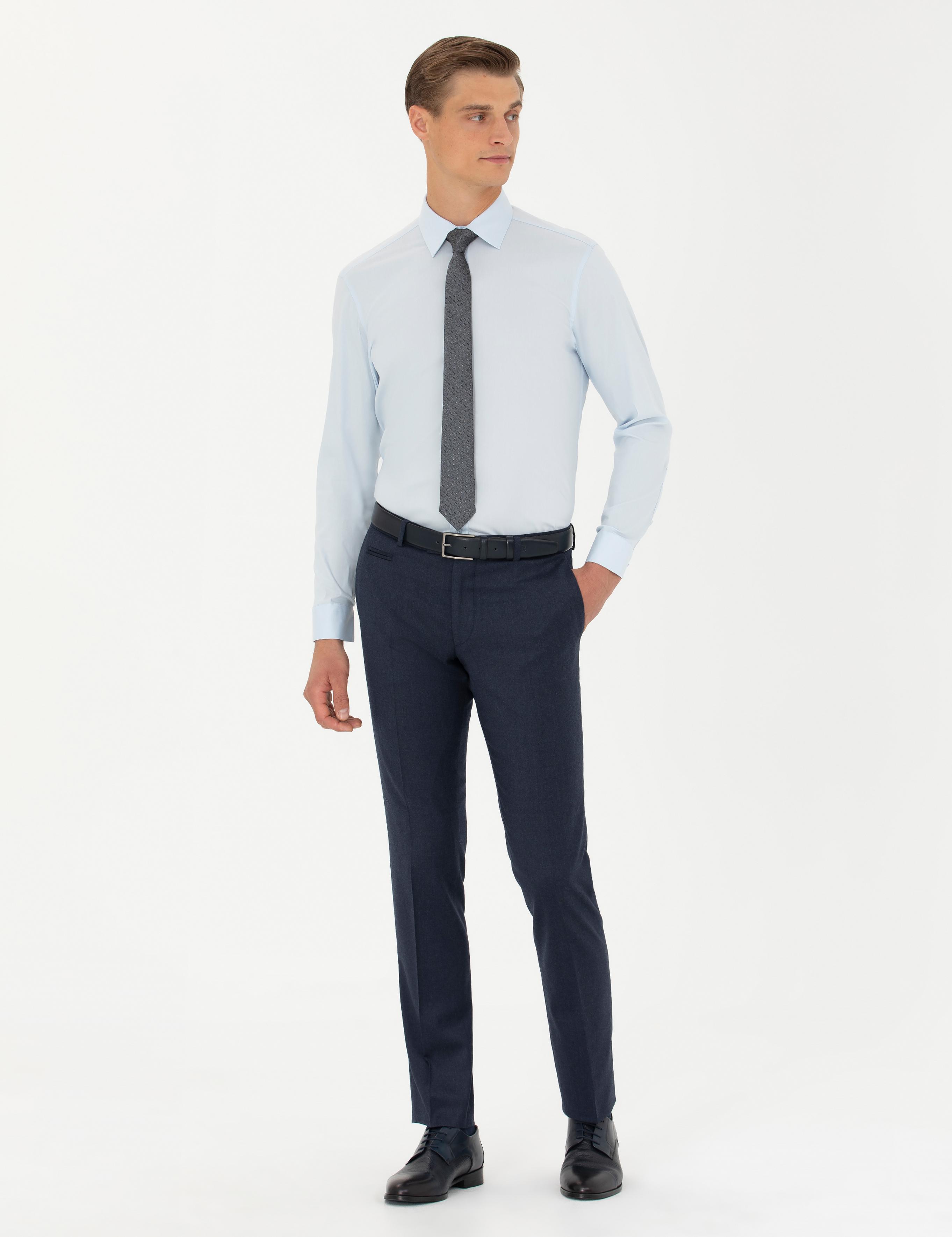 Açık Mavi Slim Fit Uzun Kollu Gömlek - 50282995046