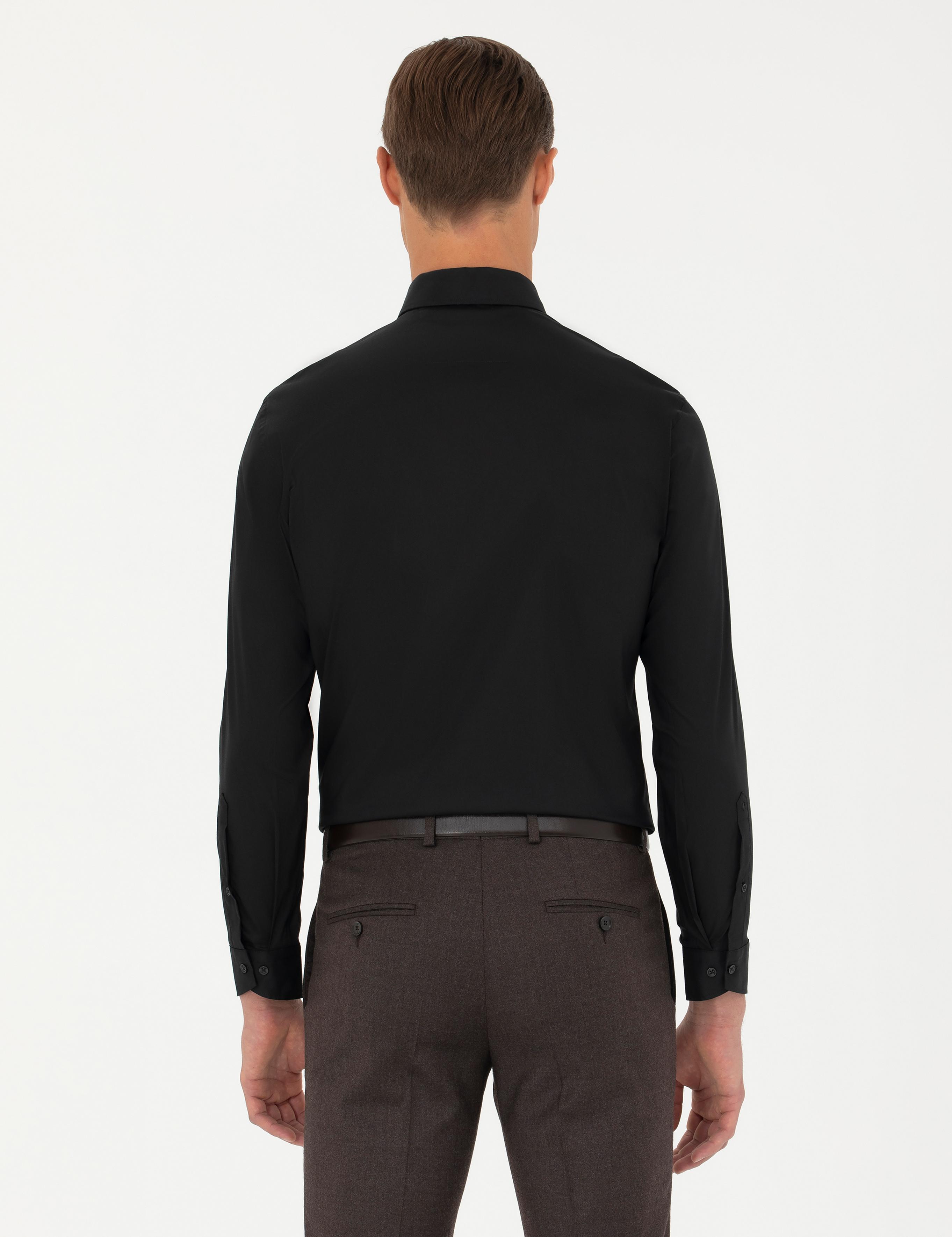 Siyah Slim Fit Uzun Kollu Gömlek - 50282995021