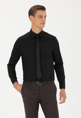 Siyah Slim Fit Uzun Kollu Gömlek