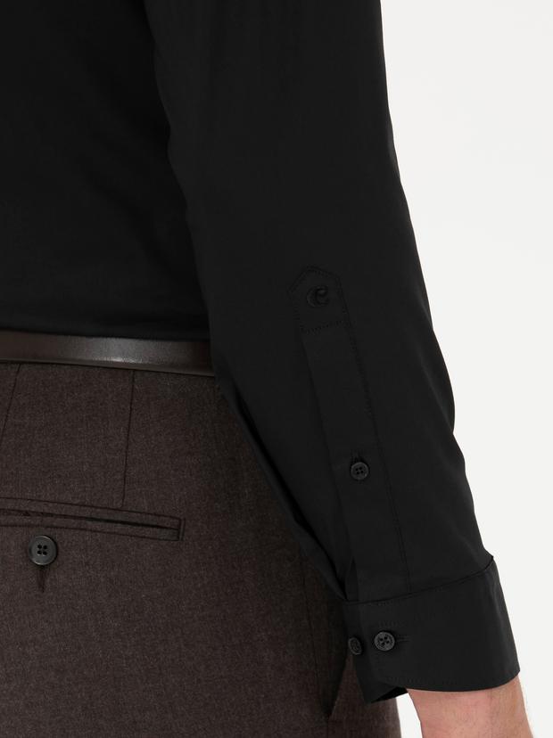 Siyah Slim Fit Uzun Kollu Gömlek