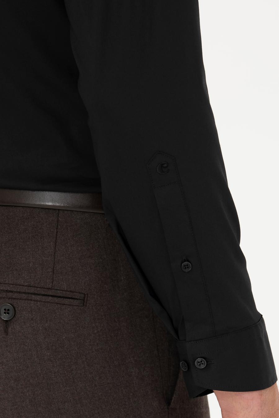 Siyah Slim Fit Uzun Kollu Gömlek - 50282995021
