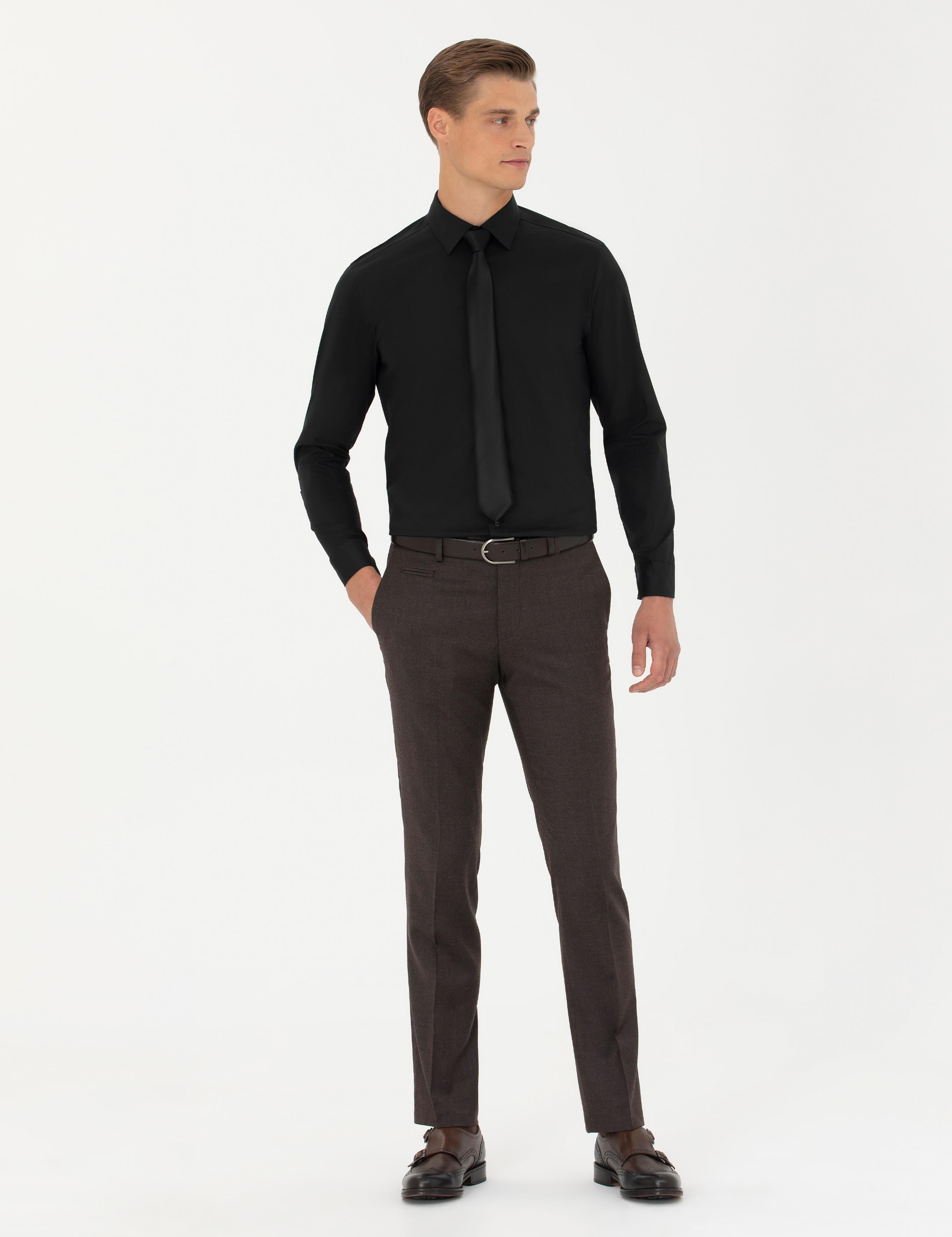 Siyah Slim Fit Uzun Kollu Gömlek - 50282995021