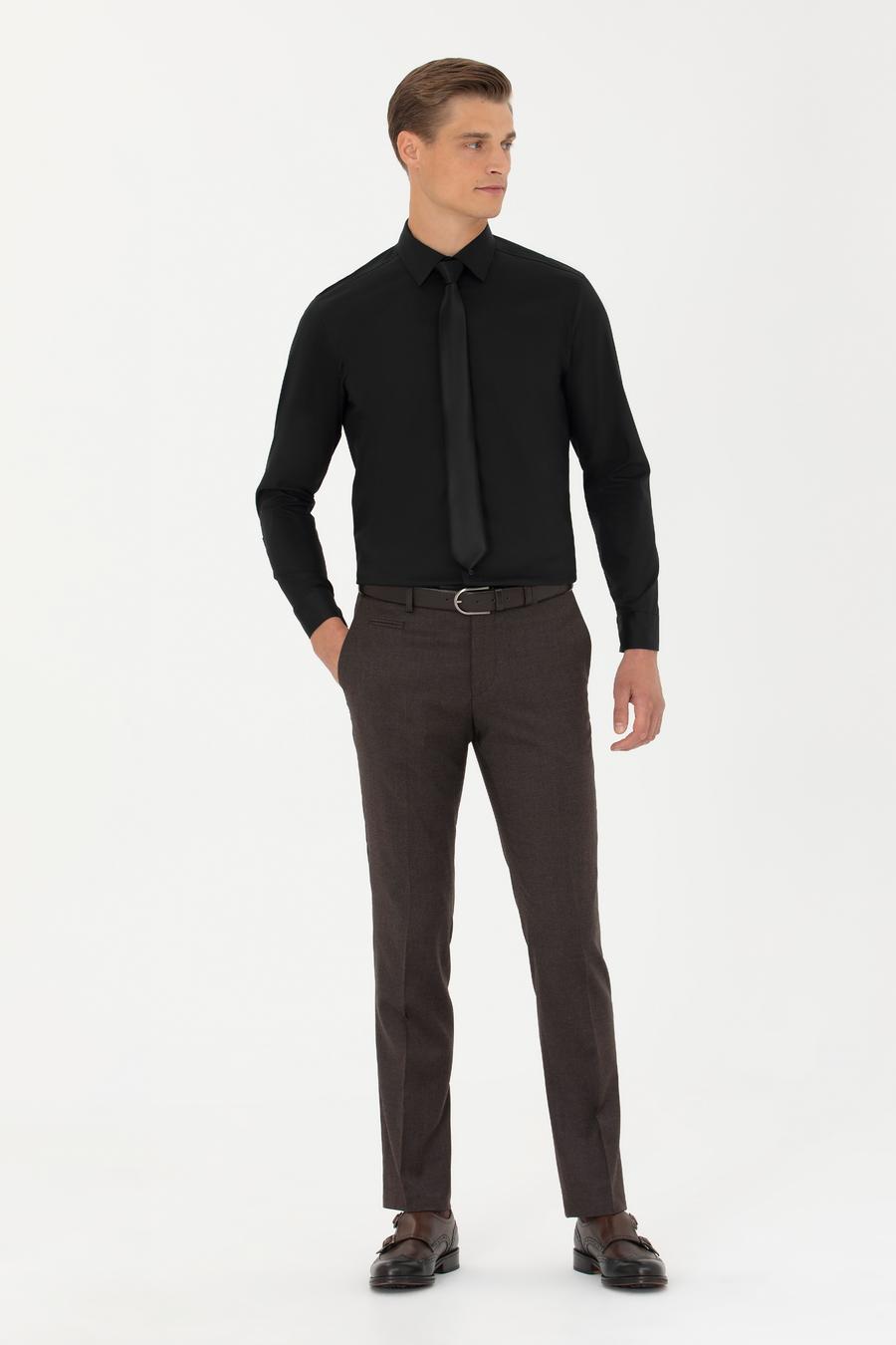 Siyah Slim Fit Uzun Kollu Gömlek - 50282995021