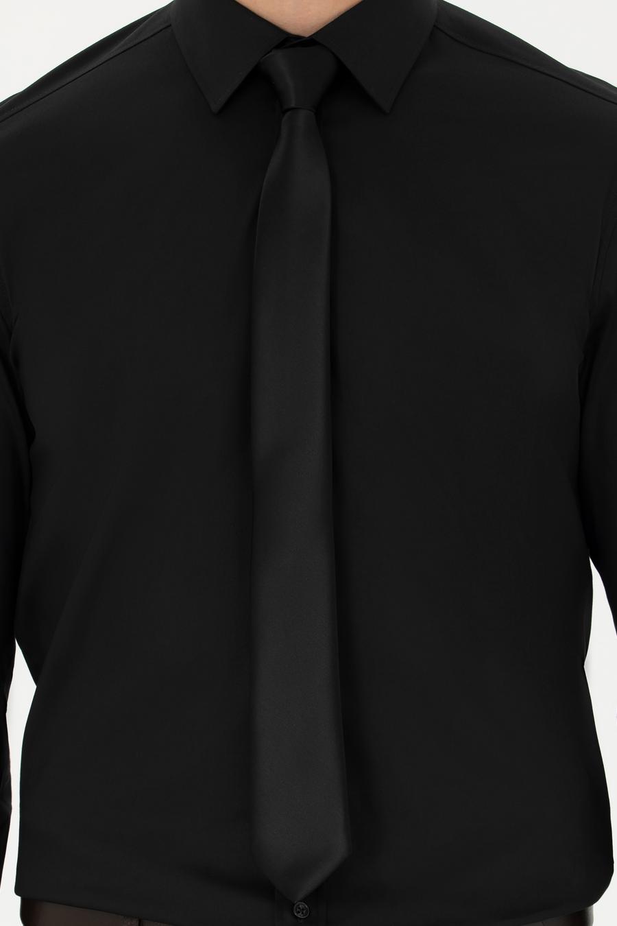 Siyah Slim Fit Uzun Kollu Gömlek - 50282995021