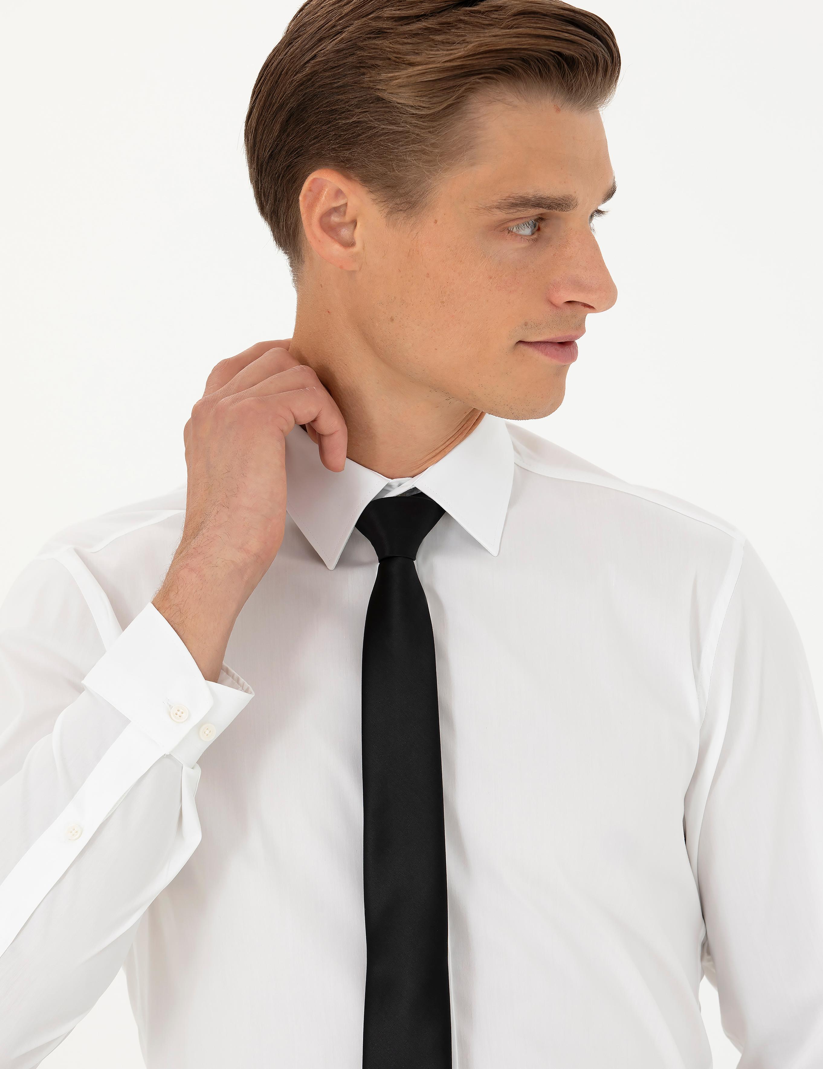 Beyaz Slim Fit Pamuk Karışımlı Klasik Gömlek - 50282995005