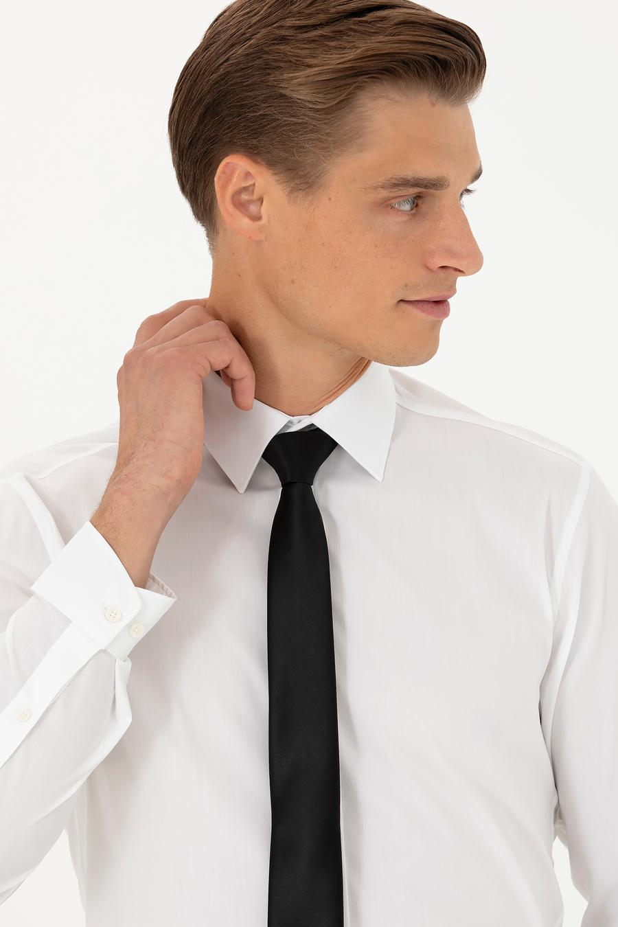 Beyaz Slim Fit Pamuk Karışımlı Klasik Gömlek - 50282995005