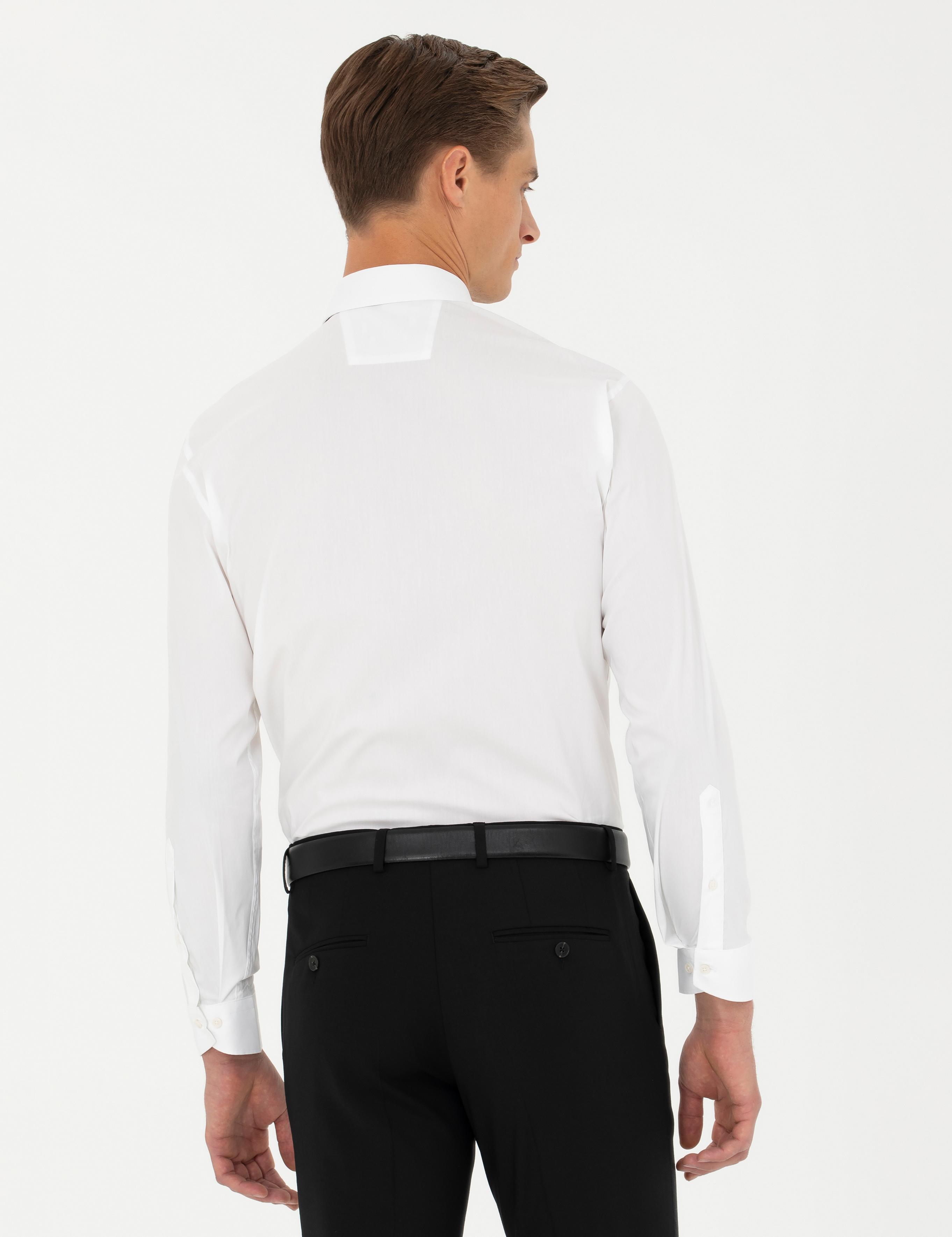 Beyaz Slim Fit Pamuk Karışımlı Klasik Gömlek - 50282995005