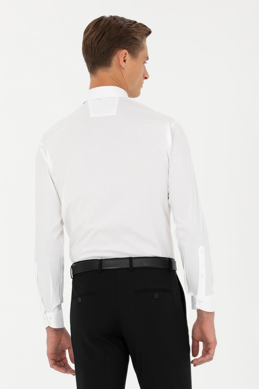 Beyaz Slim Fit Pamuk Karışımlı Klasik Gömlek - 50282995005