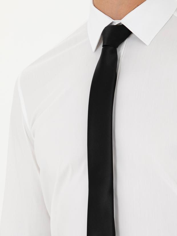 Beyaz Slim Fit Pamuk Klasik Gömlek