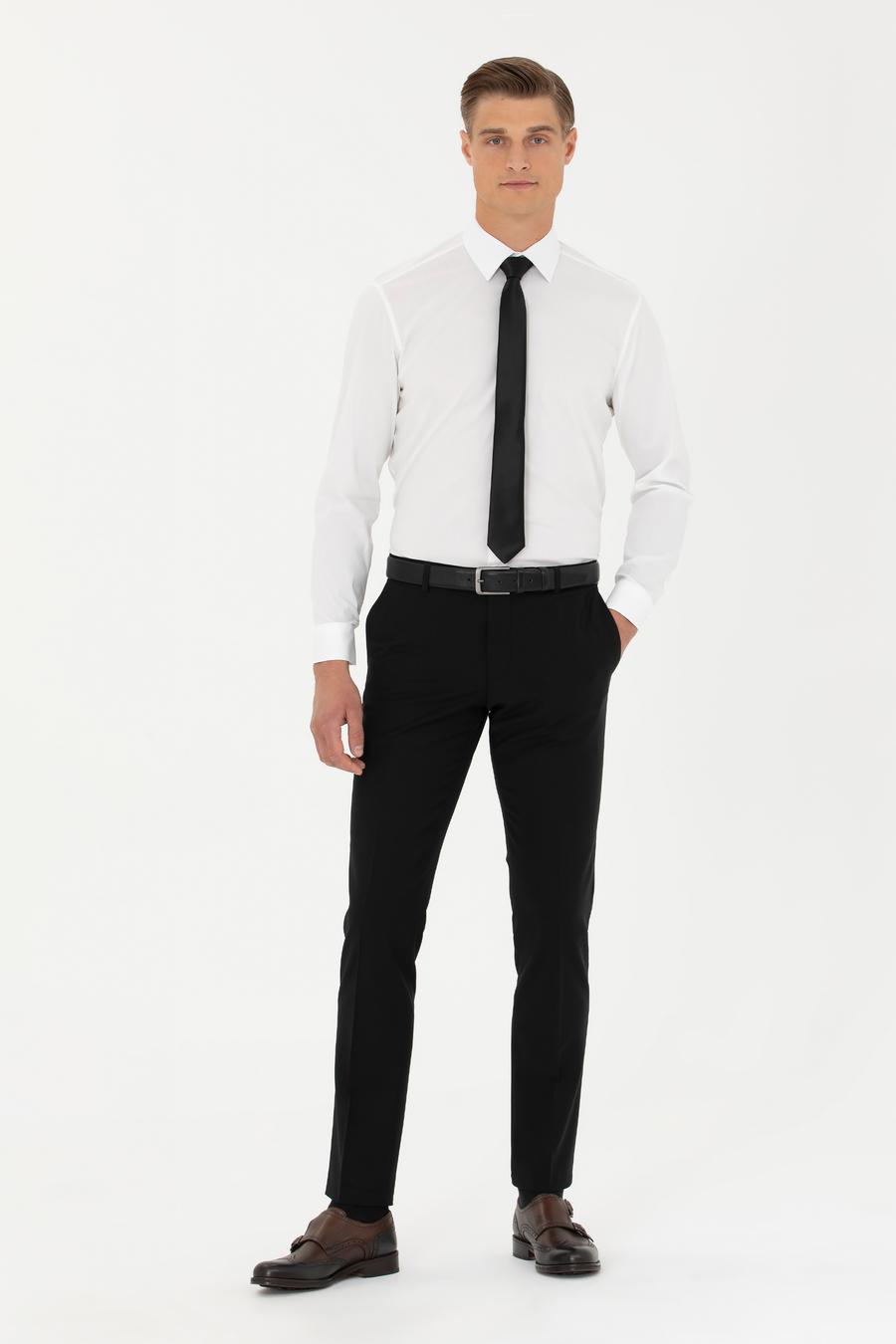 Beyaz Slim Fit Pamuk Karışımlı Klasik Gömlek - 50282995005