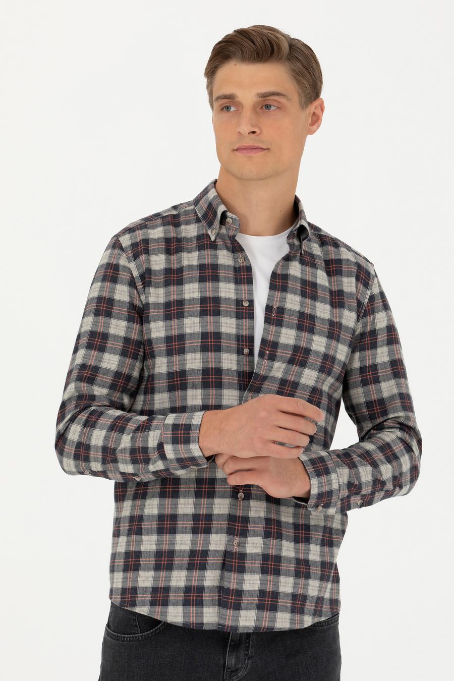 Bej Slim Fit Uzun Kollu Gömlek - 50282560057