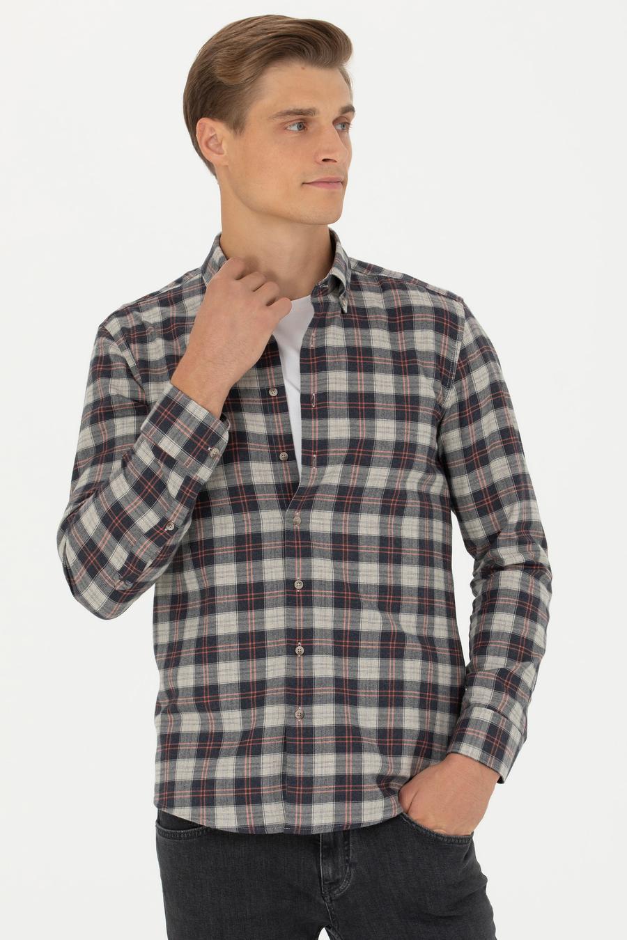 Bej Slim Fit Uzun Kollu Gömlek - 50282560057