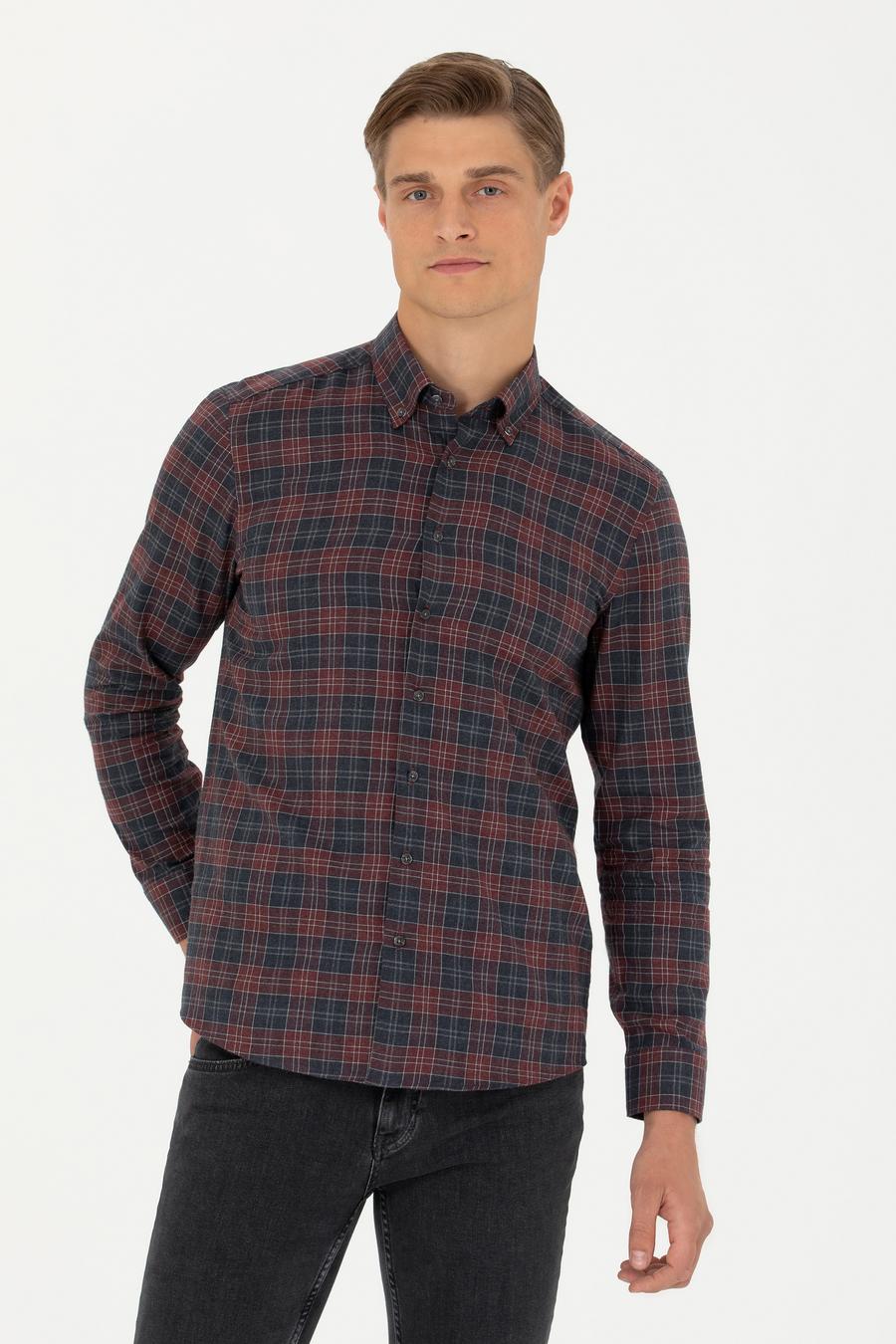 Bordo Slim Fit Uzun Kollu Gömlek - 50282560025