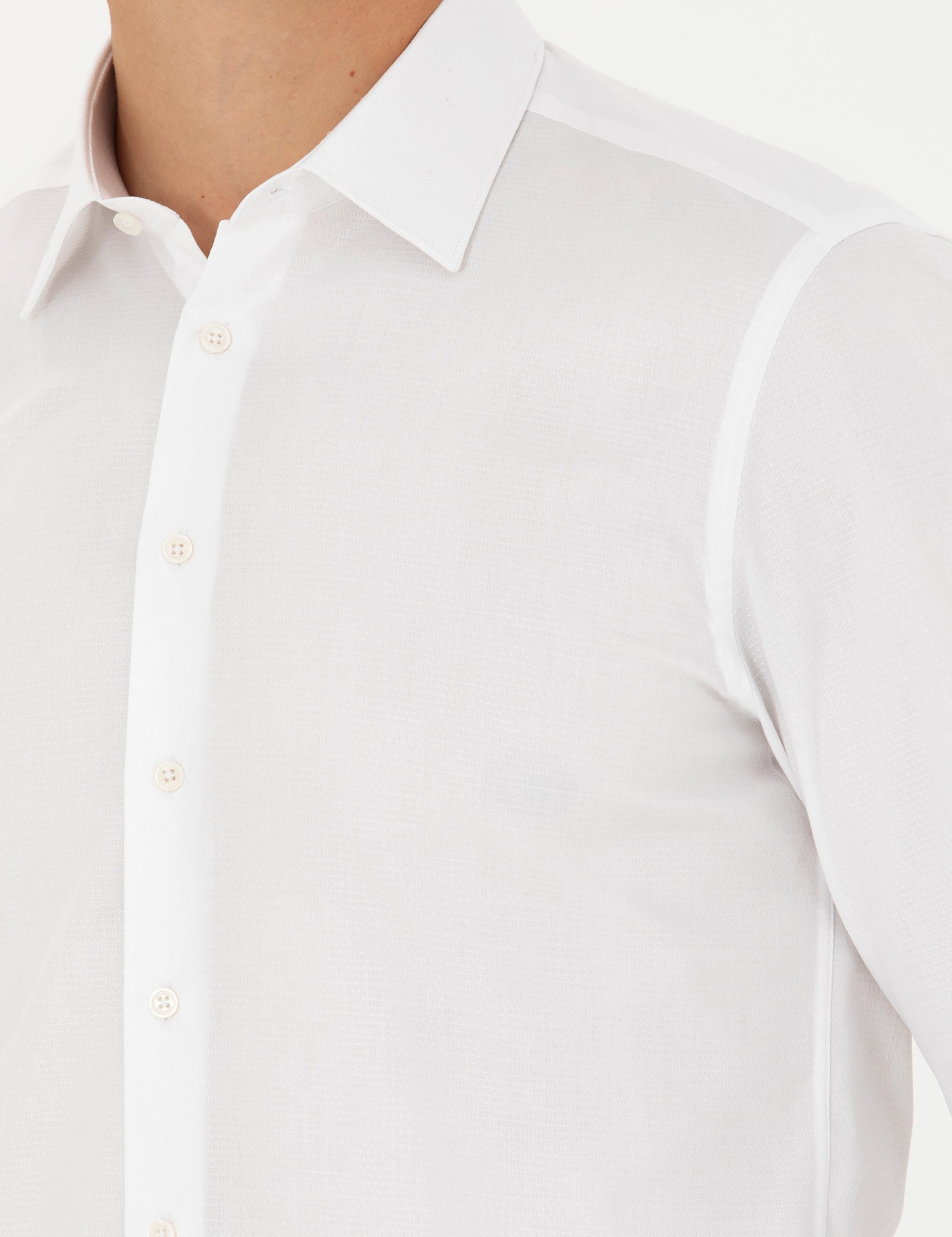 Beyaz Slim Fit Uzun Kollu Gömlek - 50282395007