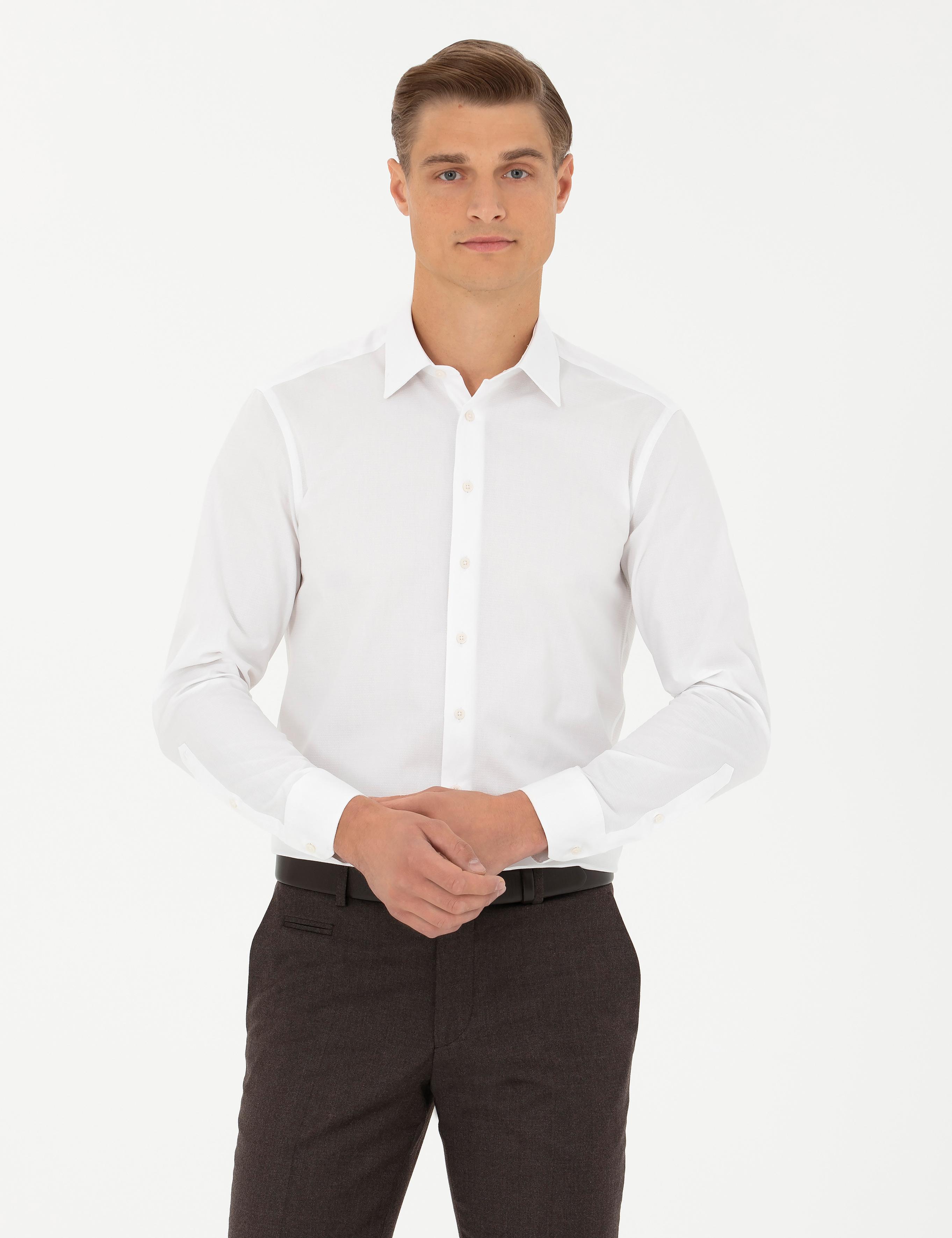 Beyaz Slim Fit Uzun Kollu Gömlek - 50282395007