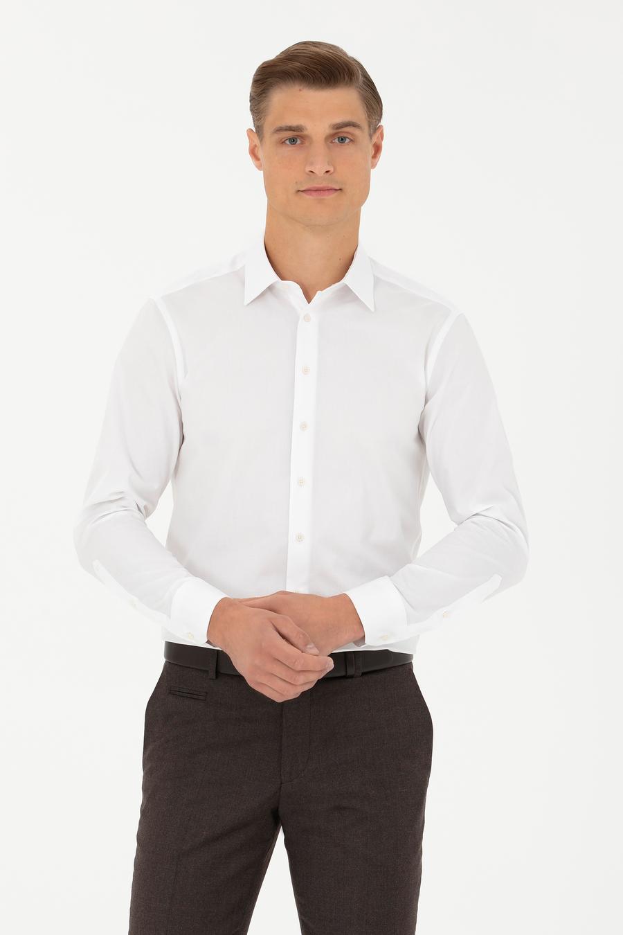 Beyaz Slim Fit Uzun Kollu Gömlek - 50282395007