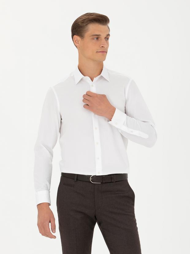 Beyaz Slim Fit Uzun Kollu Gömlek