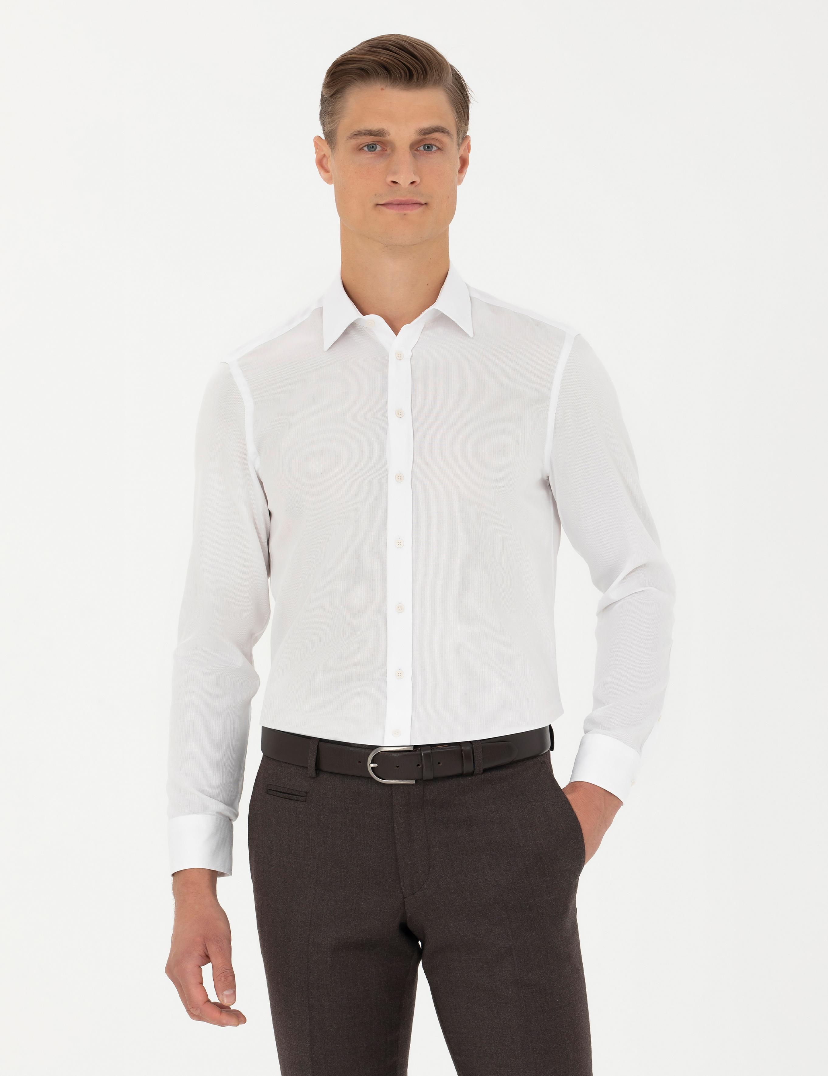 Beyaz Slim Fit Uzun Kollu Gömlek - 50282392005