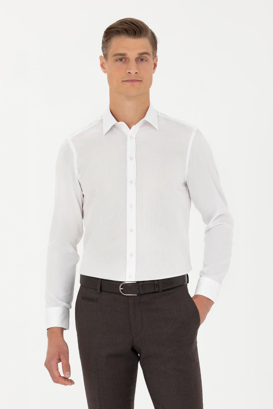 Beyaz Slim Fit Uzun Kollu Gömlek - 50282392005