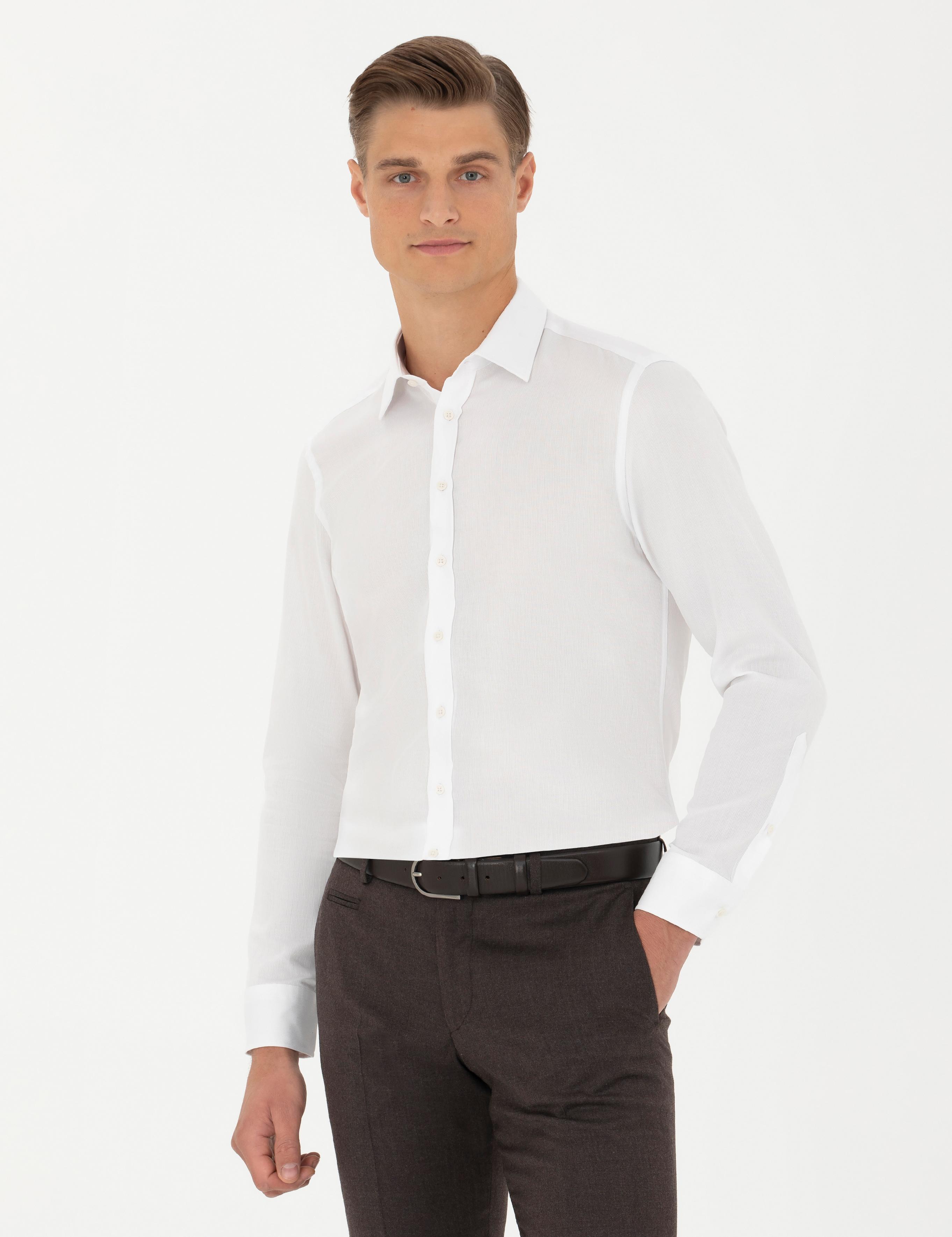 Beyaz Slim Fit Uzun Kollu Gömlek - 50282392005
